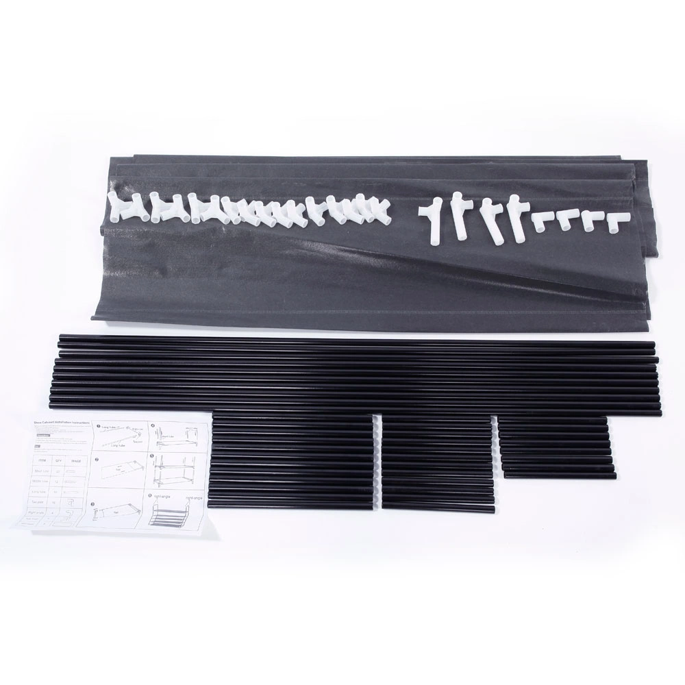 5-Tier Non-Woven Fabric Shoe Rack with Handle, Black, Easy Assembly Shoe Organizer view 2