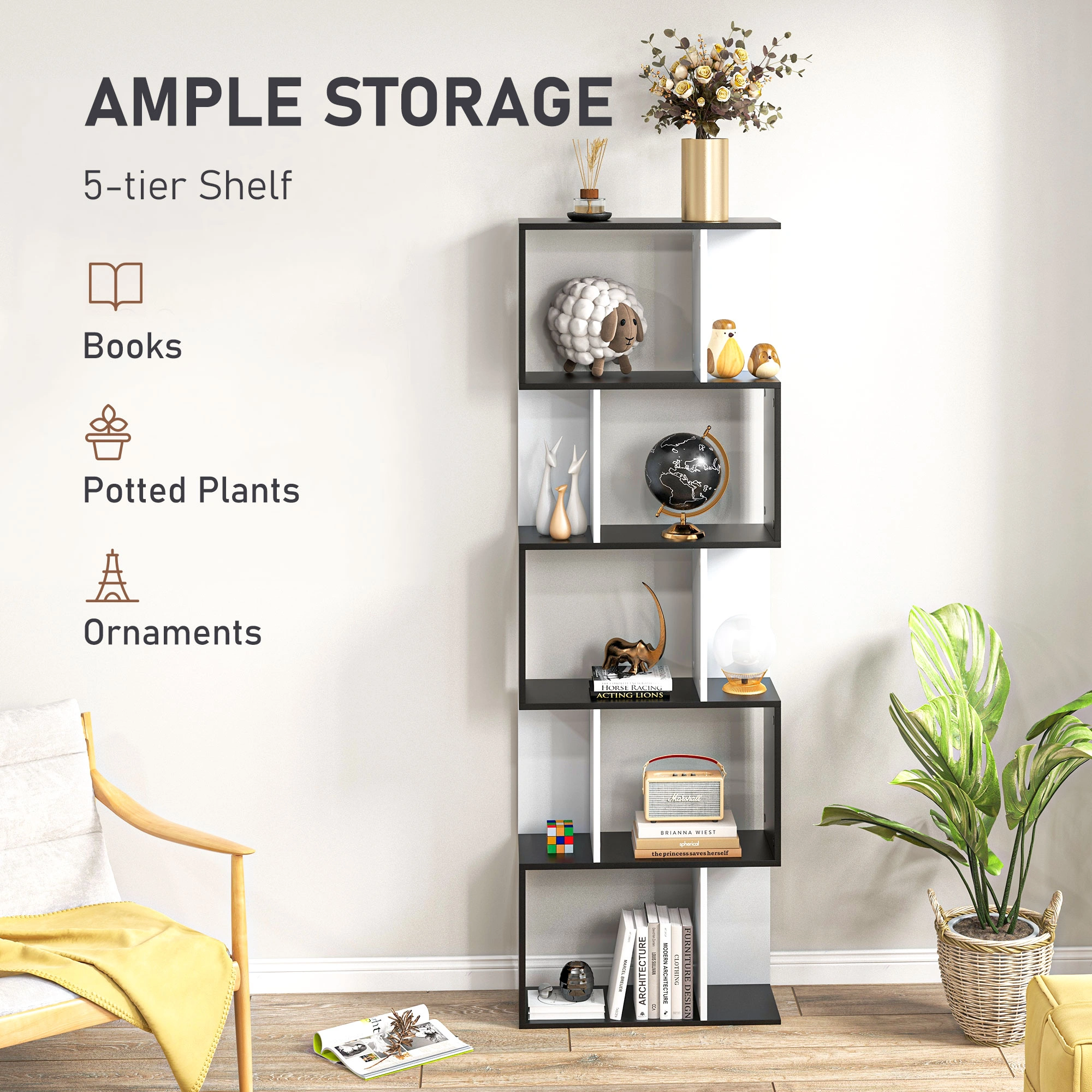 Floating Wall Shelf Bookcase with Storage Cabinet Design, Metal Frame for Bedroom & Office Use