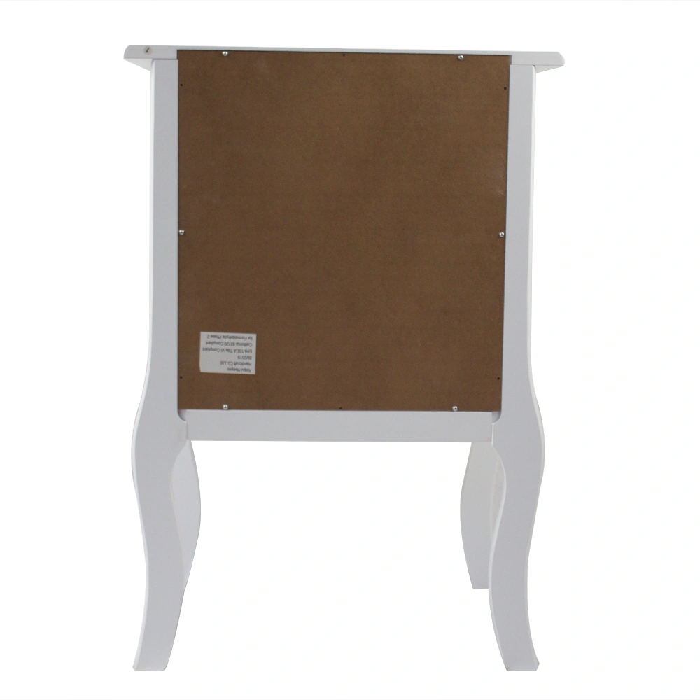 European Style Bedside Table with 3 Drawers, White Nightstand with Charging Station for Bedroom view 2