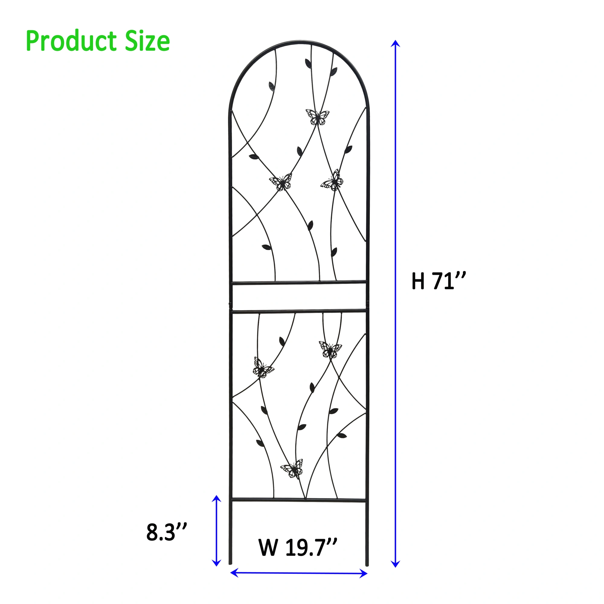 4 Pack Metal Garden Trellis 71" x 19.7" Rustproof Butterfly Wall Panel for Climbing Plants Outdoor Flower Support Black view 2