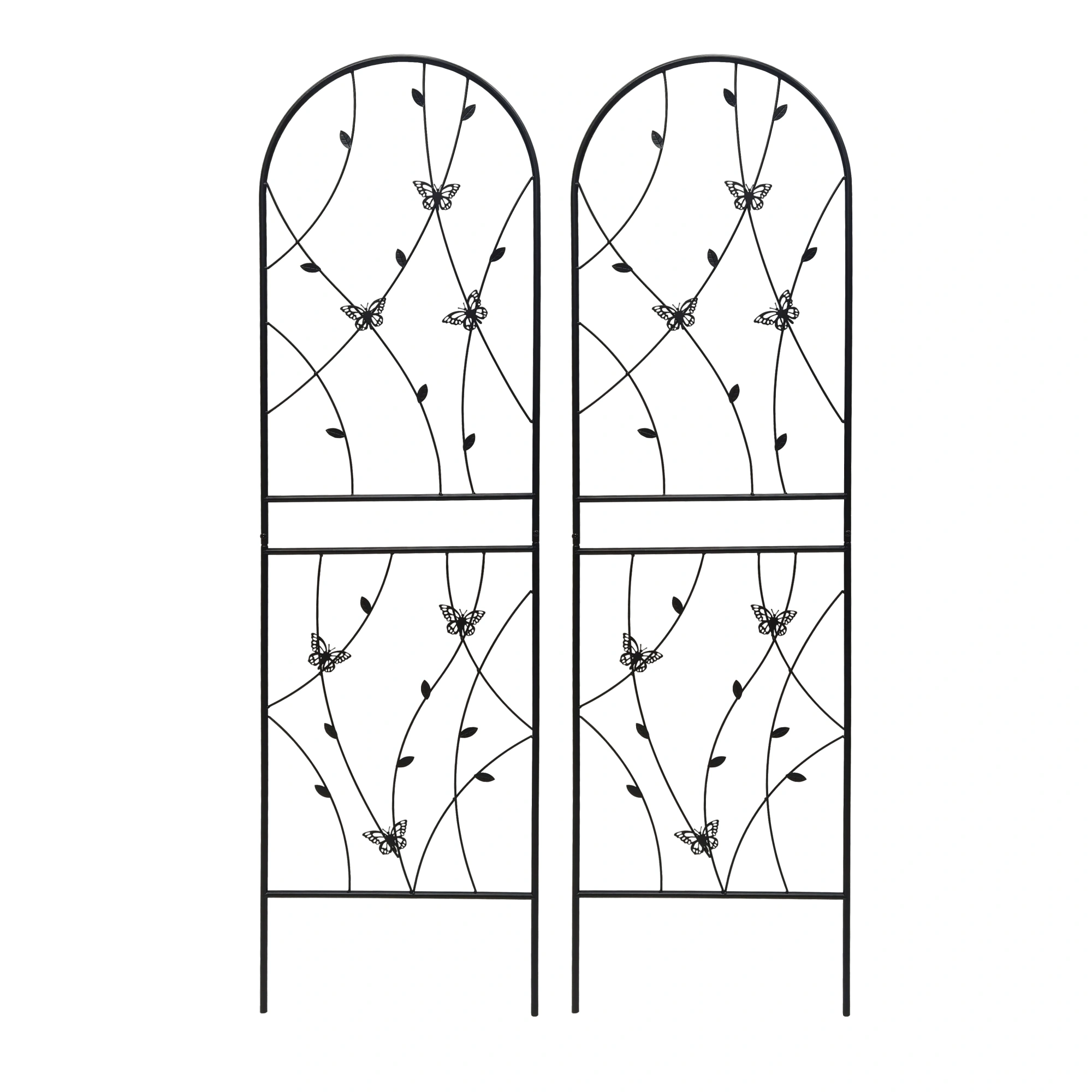 4 Pack Metal Garden Trellis 71" x 19.7" Rustproof Butterfly Wall Panel for Climbing Plants Outdoor Flower Support Black view 9