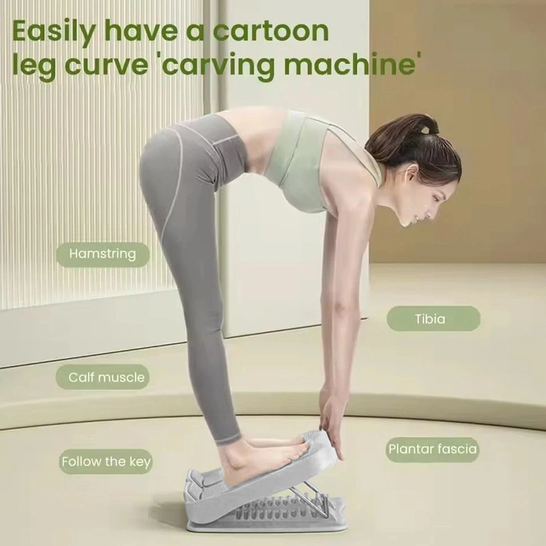 Adjustable Calf Stretch Board - Foldable Ankle Mobility Trainer Stretcher - Grey