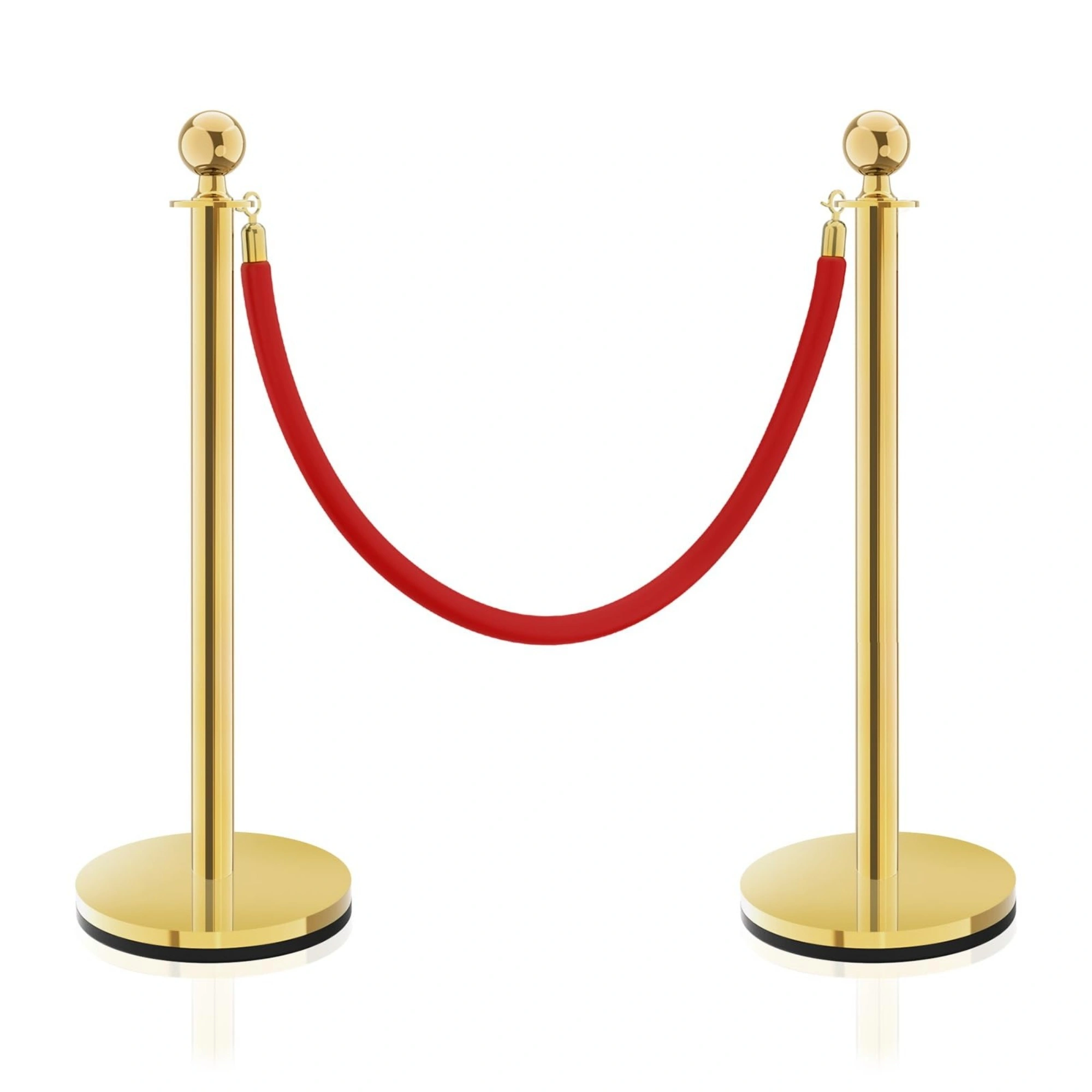 4 Pcs Gold Stanchions with 3 Pcs 5 Ft Red Velvet Ropes Crowd Control Barriers Red Carpet Rope Set for Events Parties view 4