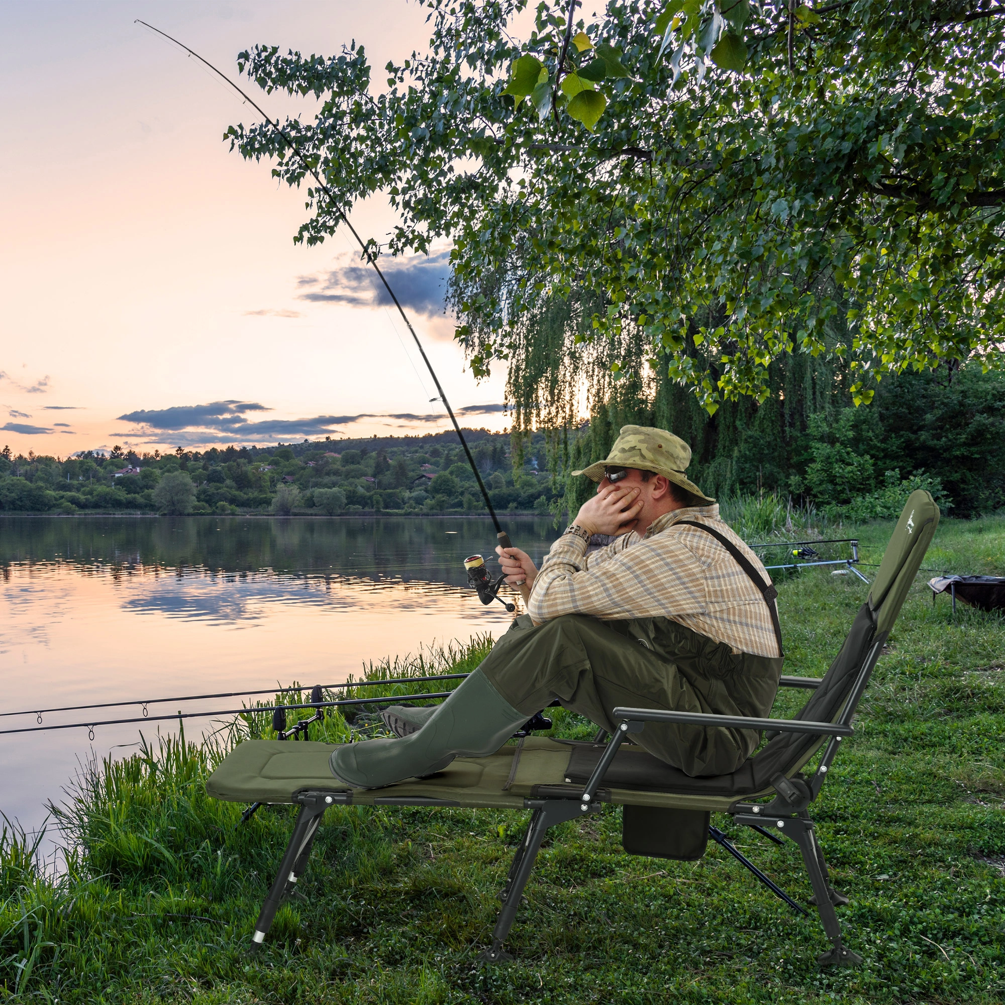 Folding Fishing Chair Portable Telescopic Camp Chair with Padded Seat for Fishing Hunting Camping