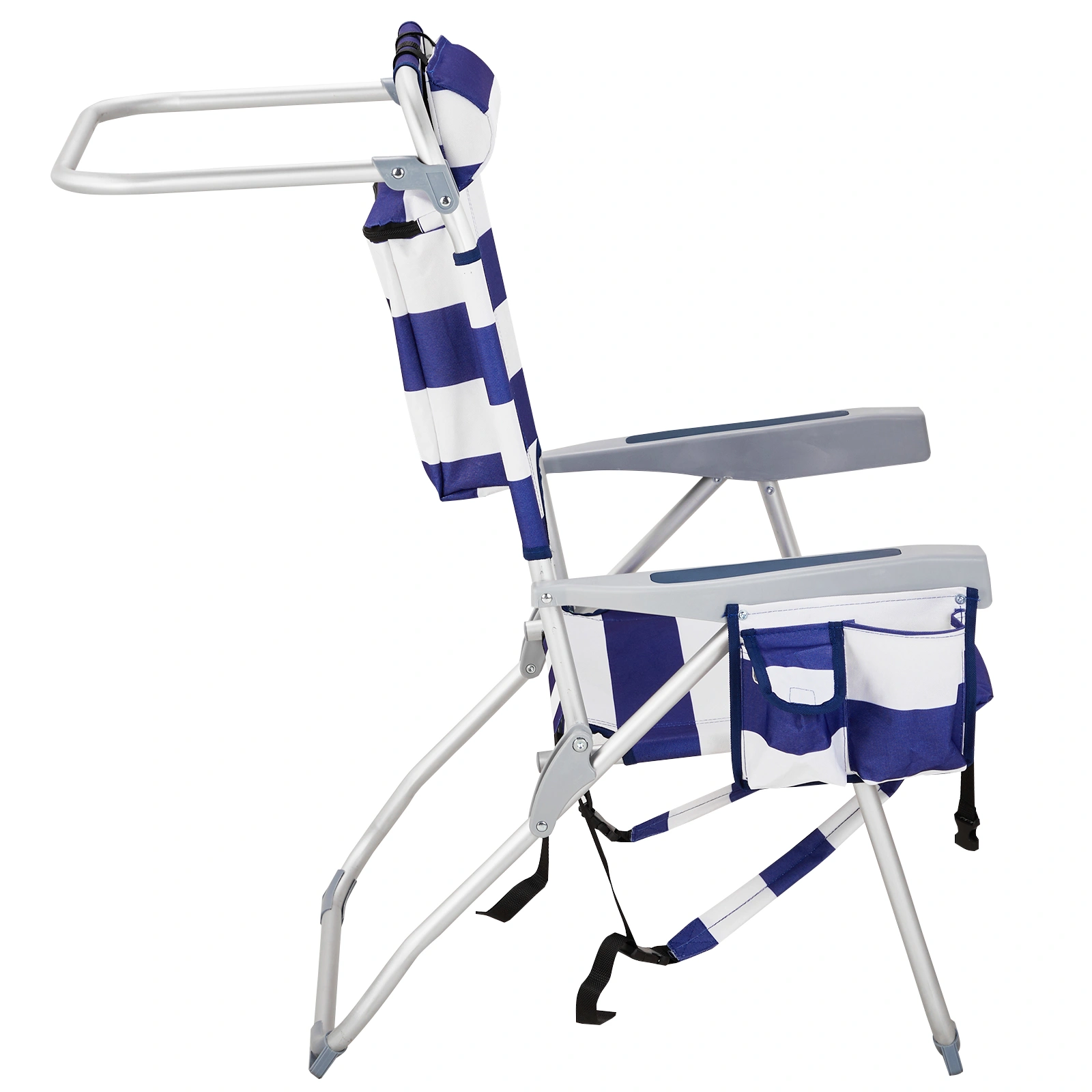 63x70x99cm Blue Stripe Beach Chair Oxford Cloth Silver White Aluminum Tube 100kg view 2