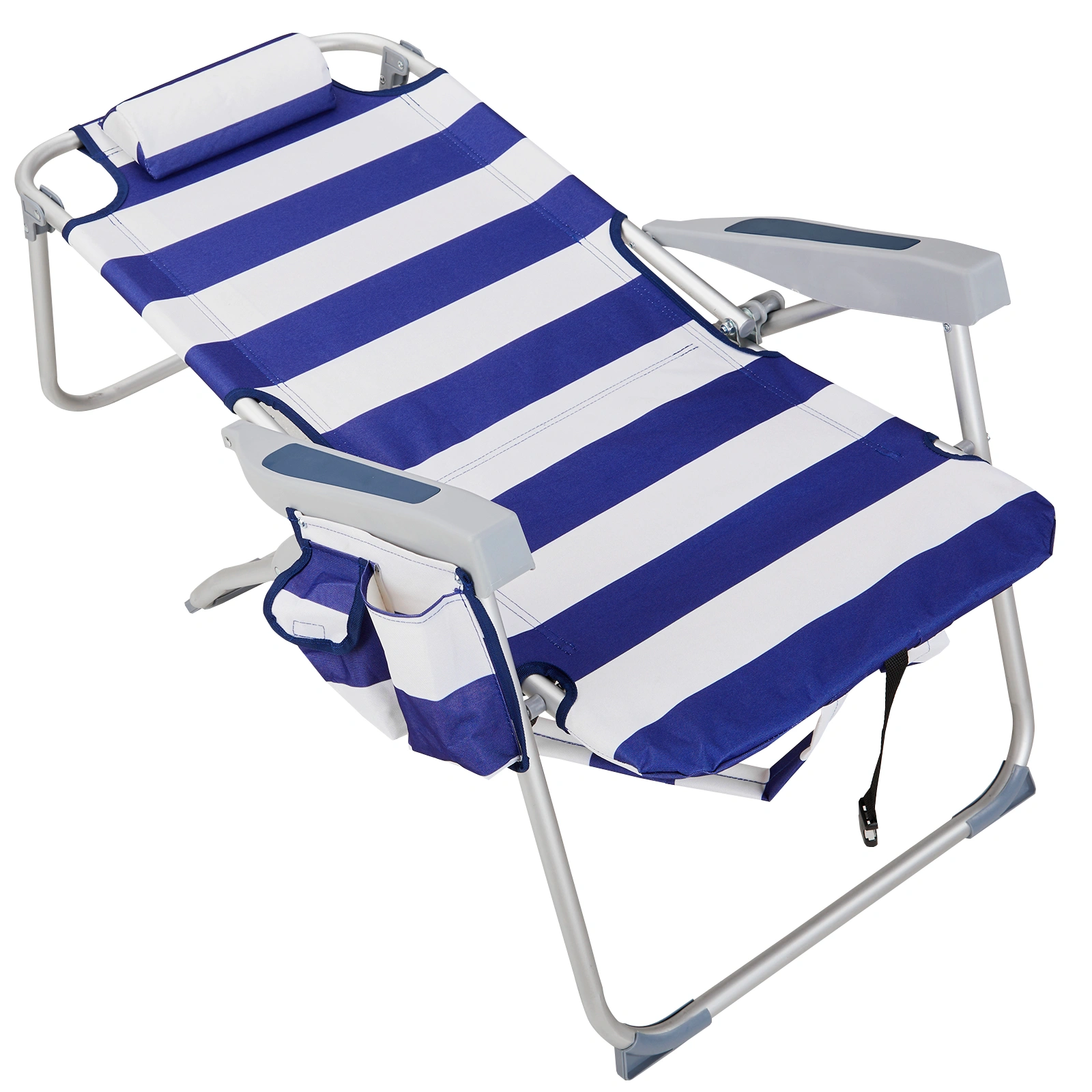 63x70x99cm Blue Stripe Beach Chair Oxford Cloth Silver White Aluminum Tube 100kg view 3