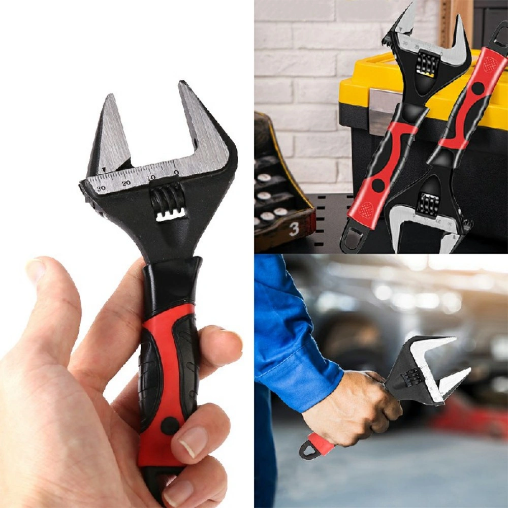 6 Inch Adjustable Extra Wide Jaw Wrench Spanner 0-30MM Opening Heavy Duty Mechanic Tools Metal Latch view 2