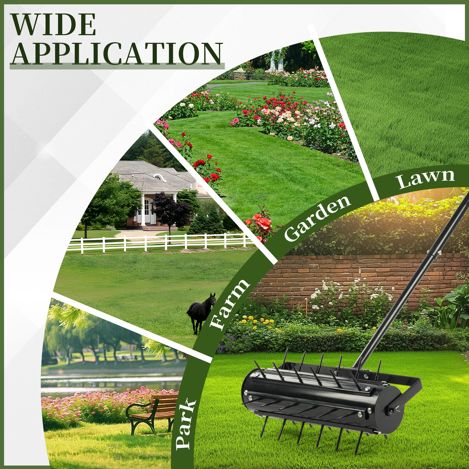 17-inch Lawn Aerator, Rolling Aerator Lawn Tool with T-shaped Handle, Heavy Duty Lawn Aerator Tool, Grass Aerator & Garden Tools for Aeration & Soil Health, Black view 14