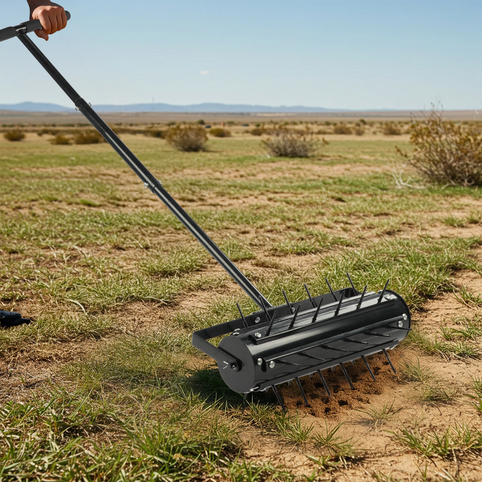 17-inch Lawn Aerator, Rolling Aerator Lawn Tool with T-shaped Handle, Heavy Duty Lawn Aerator Tool, Grass Aerator & Garden Tools for Aeration & Soil Health, Black view 6