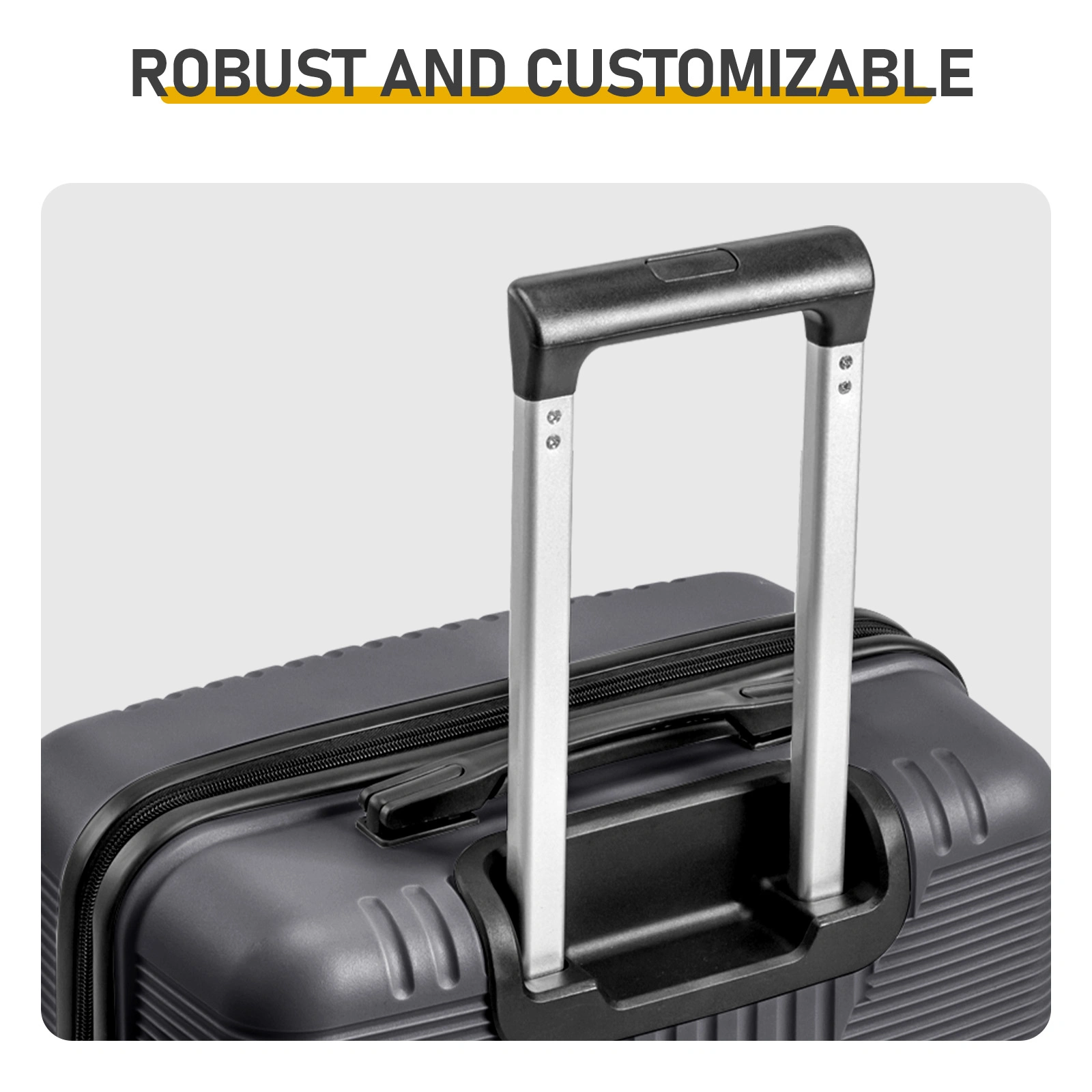 Non-TSA customs lock 5-in-1 PP trolley case, 12in, 16in, 20in, 24in, 28in, PP, dark gray view 11