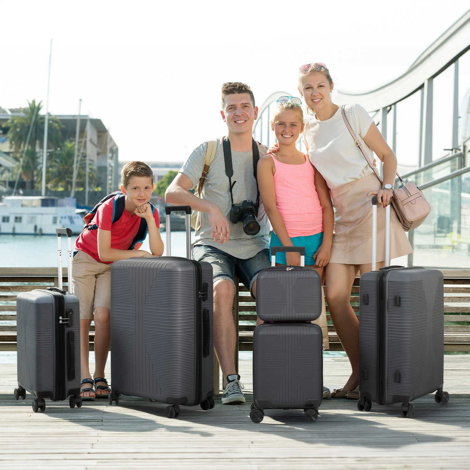 Non-TSA customs lock 5-in-1 PP trolley case, 12in, 16in, 20in, 24in, 28in, PP, dark gray view 14