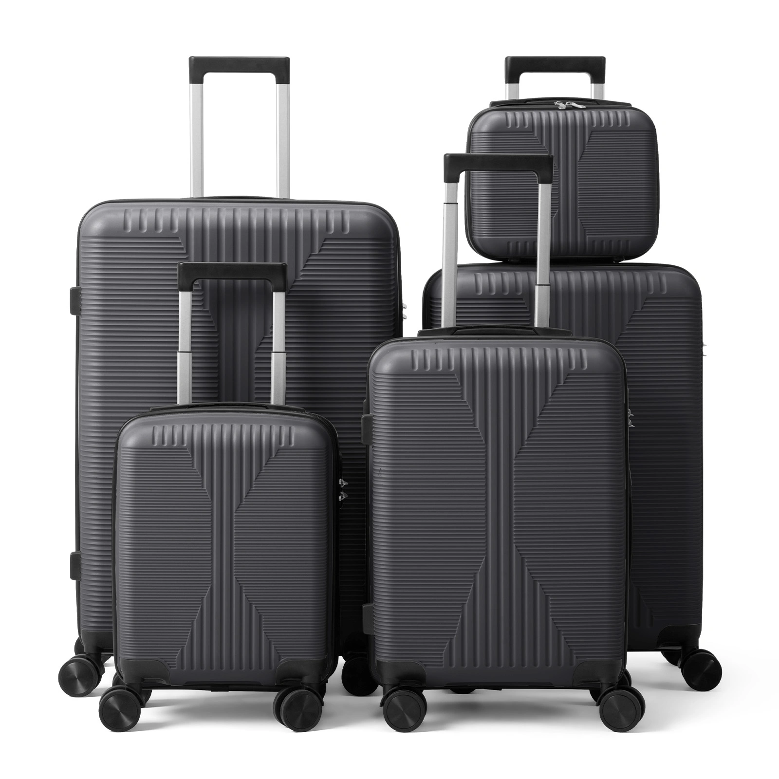 Non-TSA customs lock 5-in-1 PP trolley case, 12in, 16in, 20in, 24in, 28in, PP, dark gray view 15
