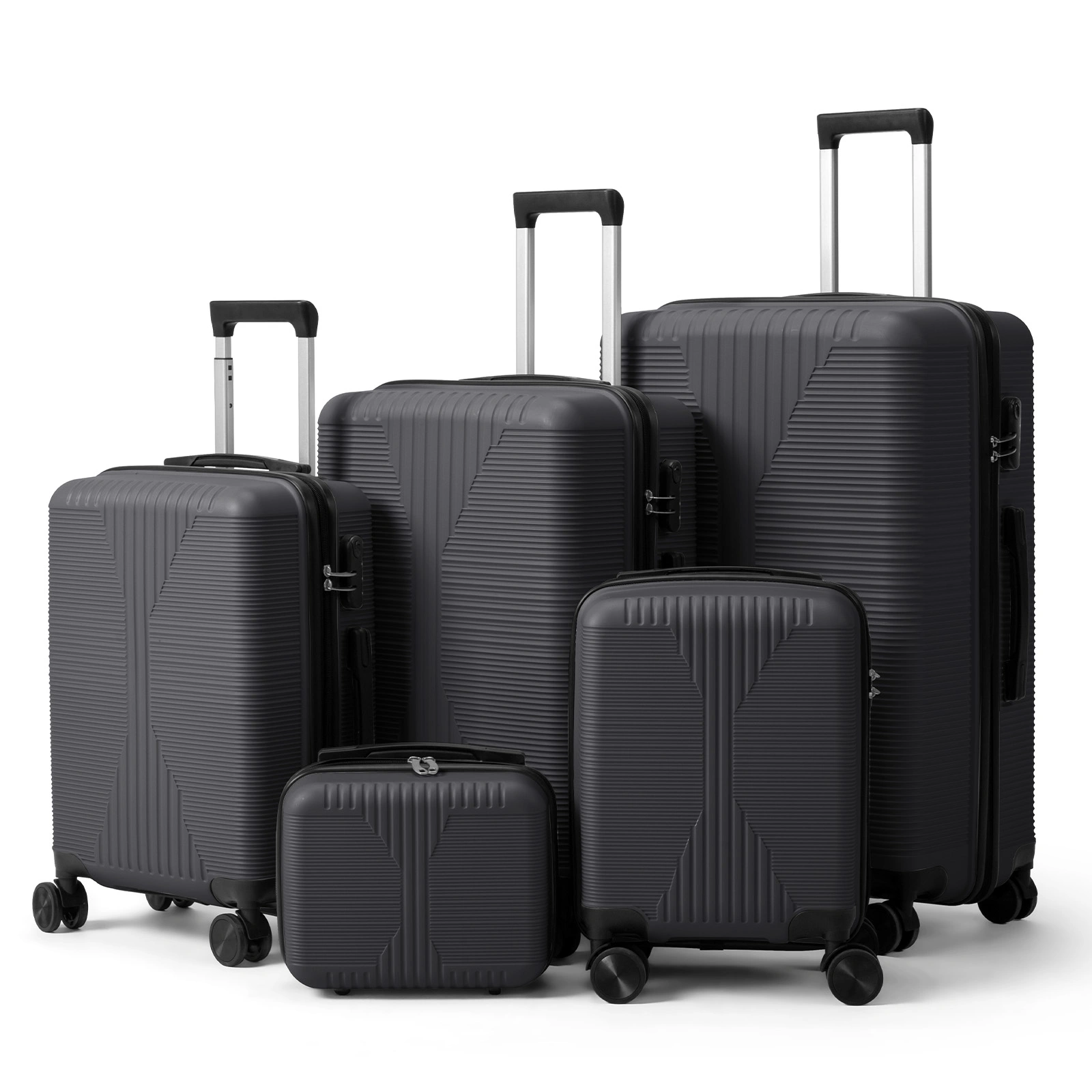 Non-TSA customs lock 5-in-1 PP trolley case, 12in, 16in, 20in, 24in, 28in, PP, dark gray view 16