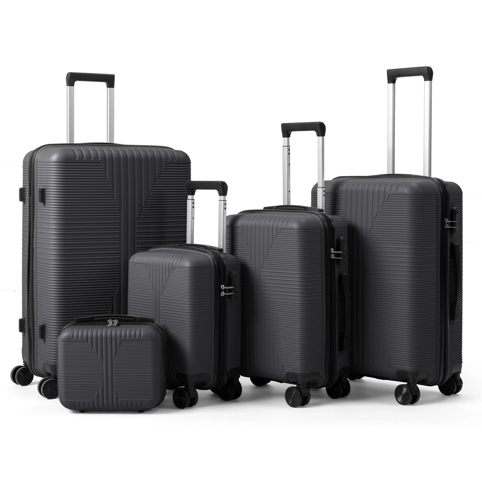 Non-TSA customs lock 5-in-1 PP trolley case, 12in, 16in, 20in, 24in, 28in, PP, dark gray view 17