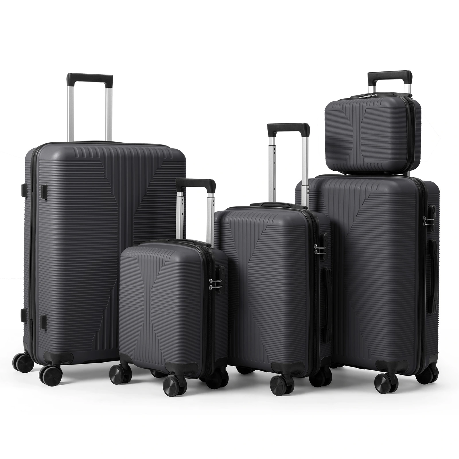Non-TSA customs lock 5-in-1 PP trolley case, 12in, 16in, 20in, 24in, 28in, PP, dark gray view 18