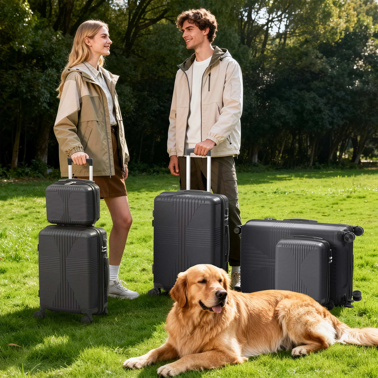Non-TSA customs lock 5-in-1 PP trolley case, 12in, 16in, 20in, 24in, 28in, PP, dark gray view 19