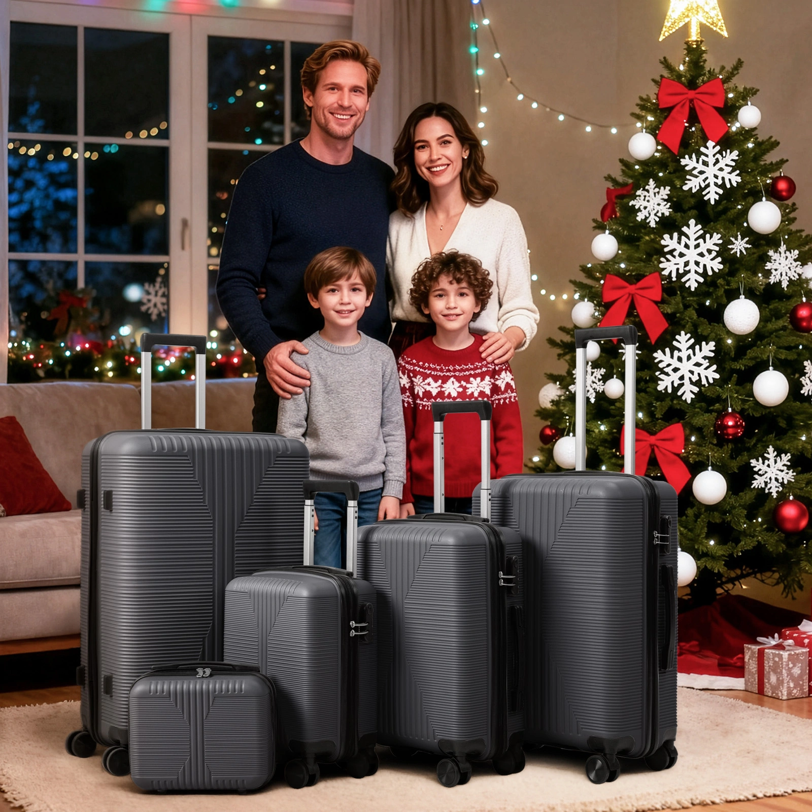 Non-TSA customs lock 5-in-1 PP trolley case, 12in, 16in, 20in, 24in, 28in, PP, dark gray view 22