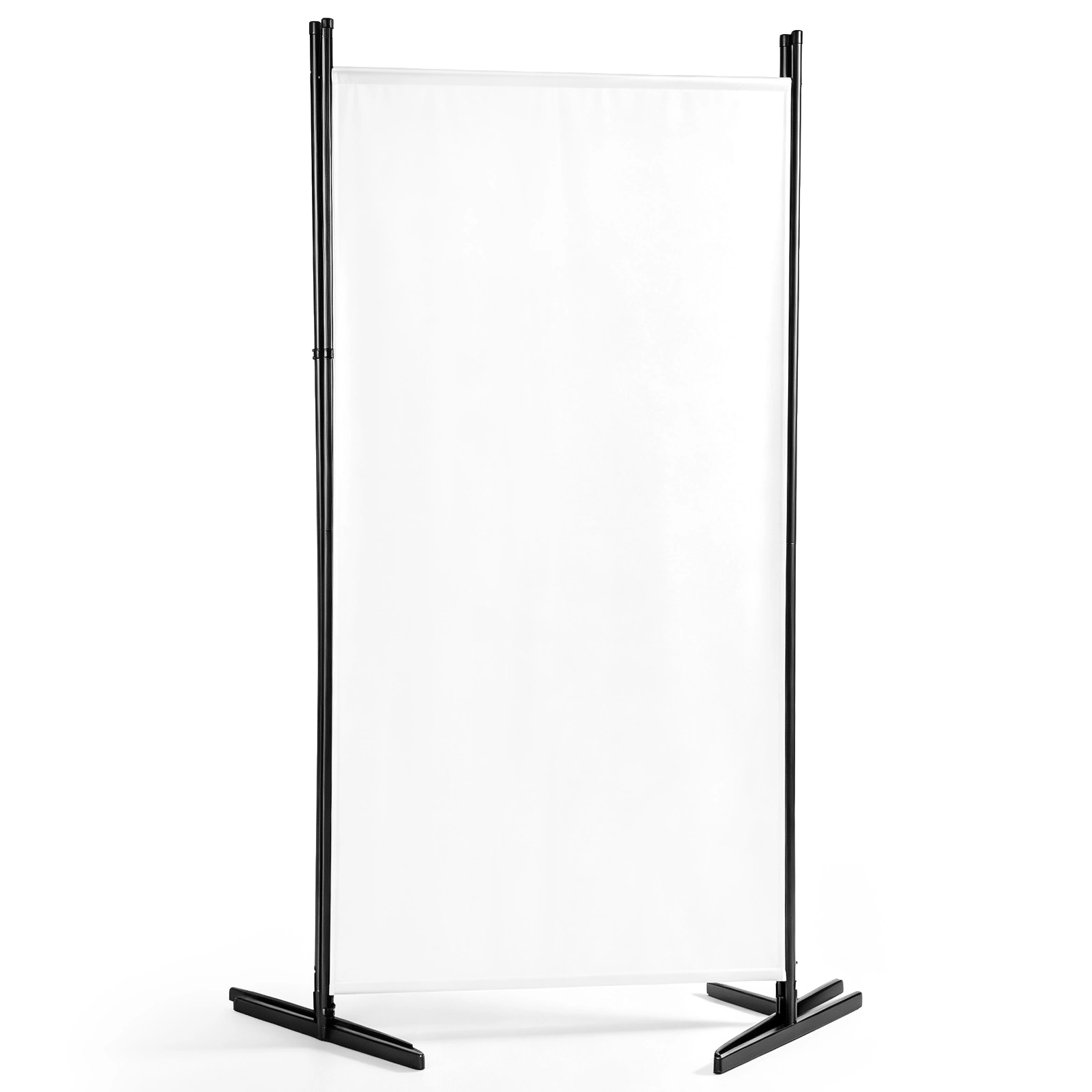 6FT 3-Fold Room Divider Screen, Polyester Fabric Privacy Divider with Carbon Steel Frame & Plastic Feet, 160g, Off-White view 5
