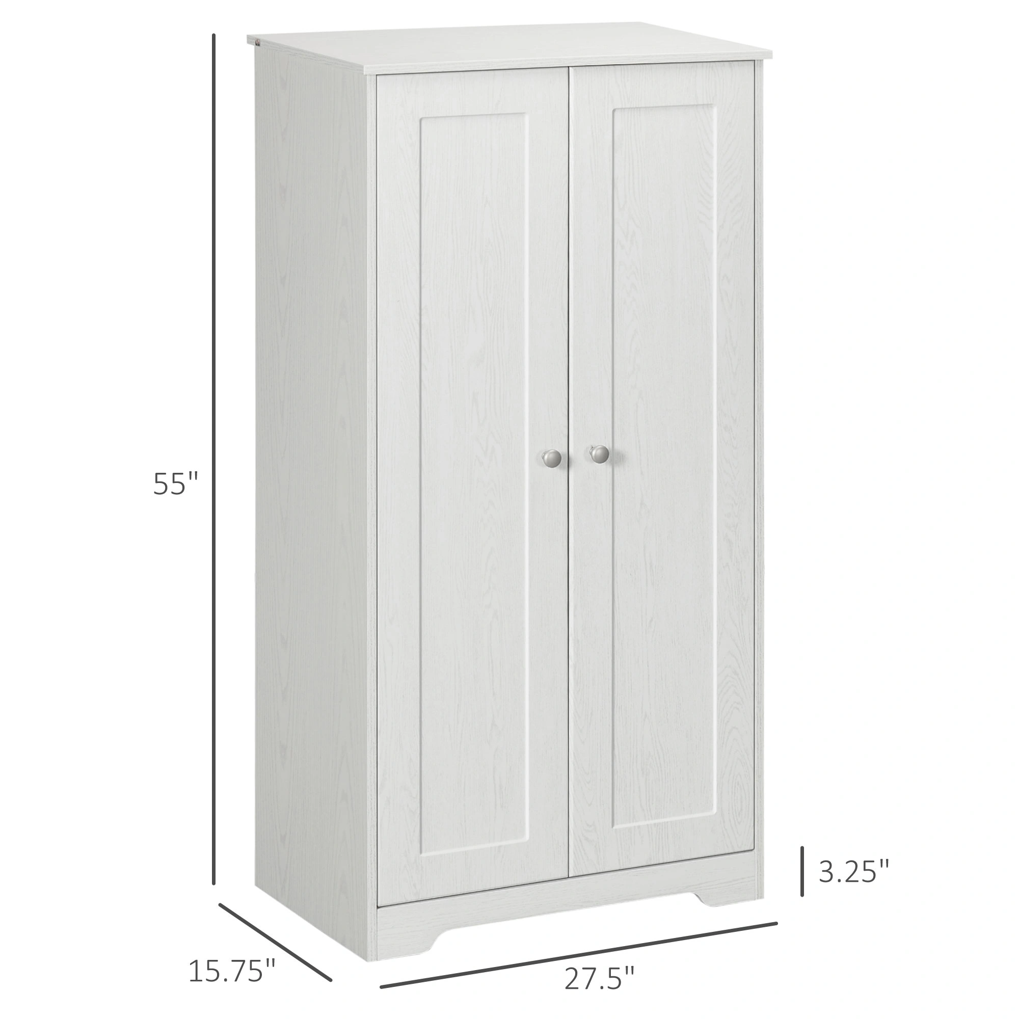 3-Door Kitchen Storage Cabinet with Shelves & Drawers, Freestanding Cupboard for Dishware & Cookware, 29.5"W x 15"D x 36"H, White Wood view 2
