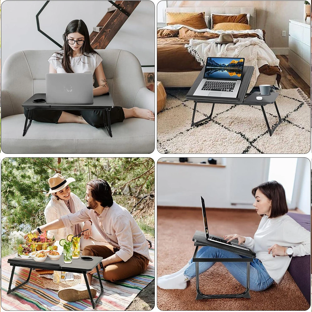 Folding Laptop Table Stand Bed Tray Portable Computer Desk UK view 5