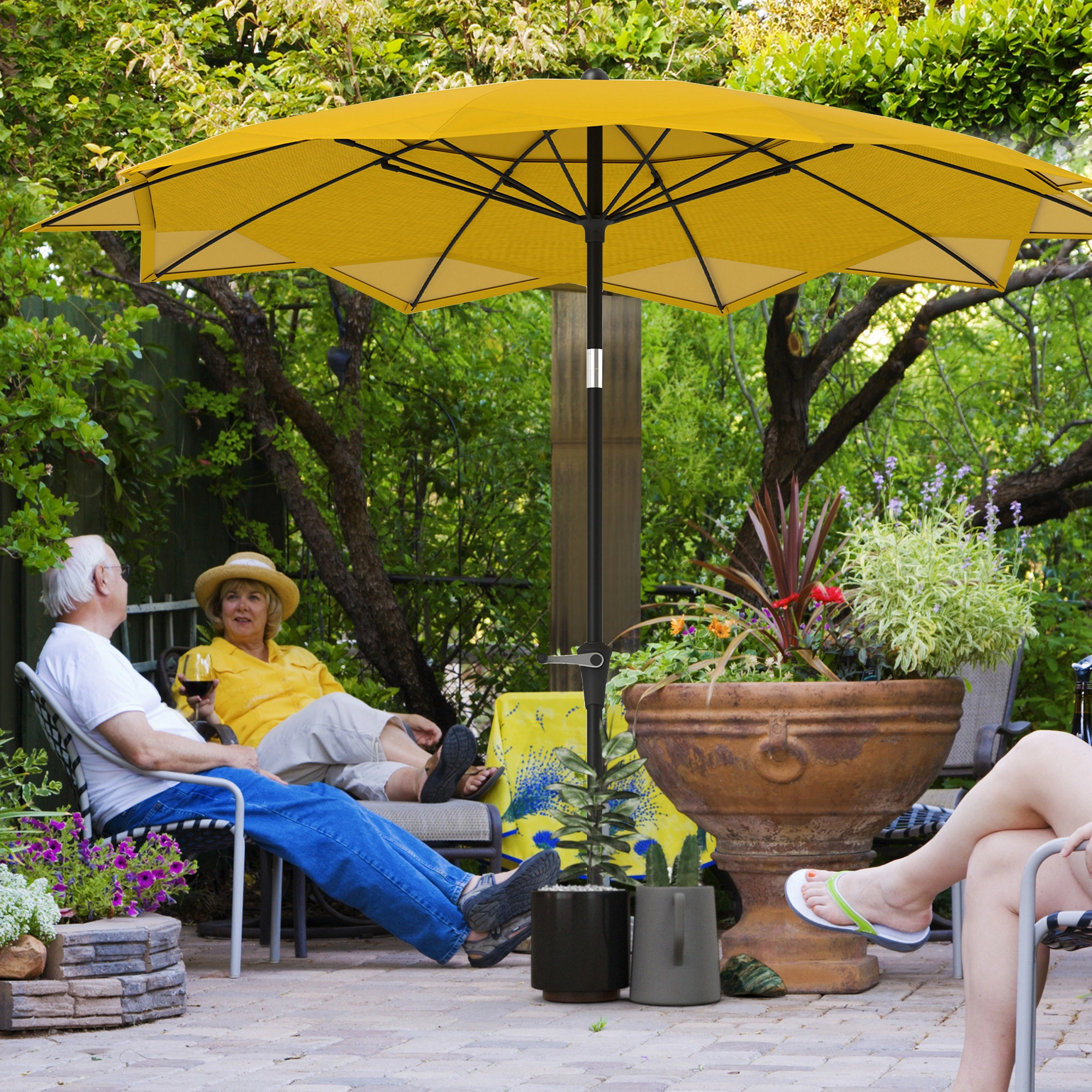 Outdoor Beach Umbrella - Heavy Duty Sun Shade Canopy for Patio & Poolside