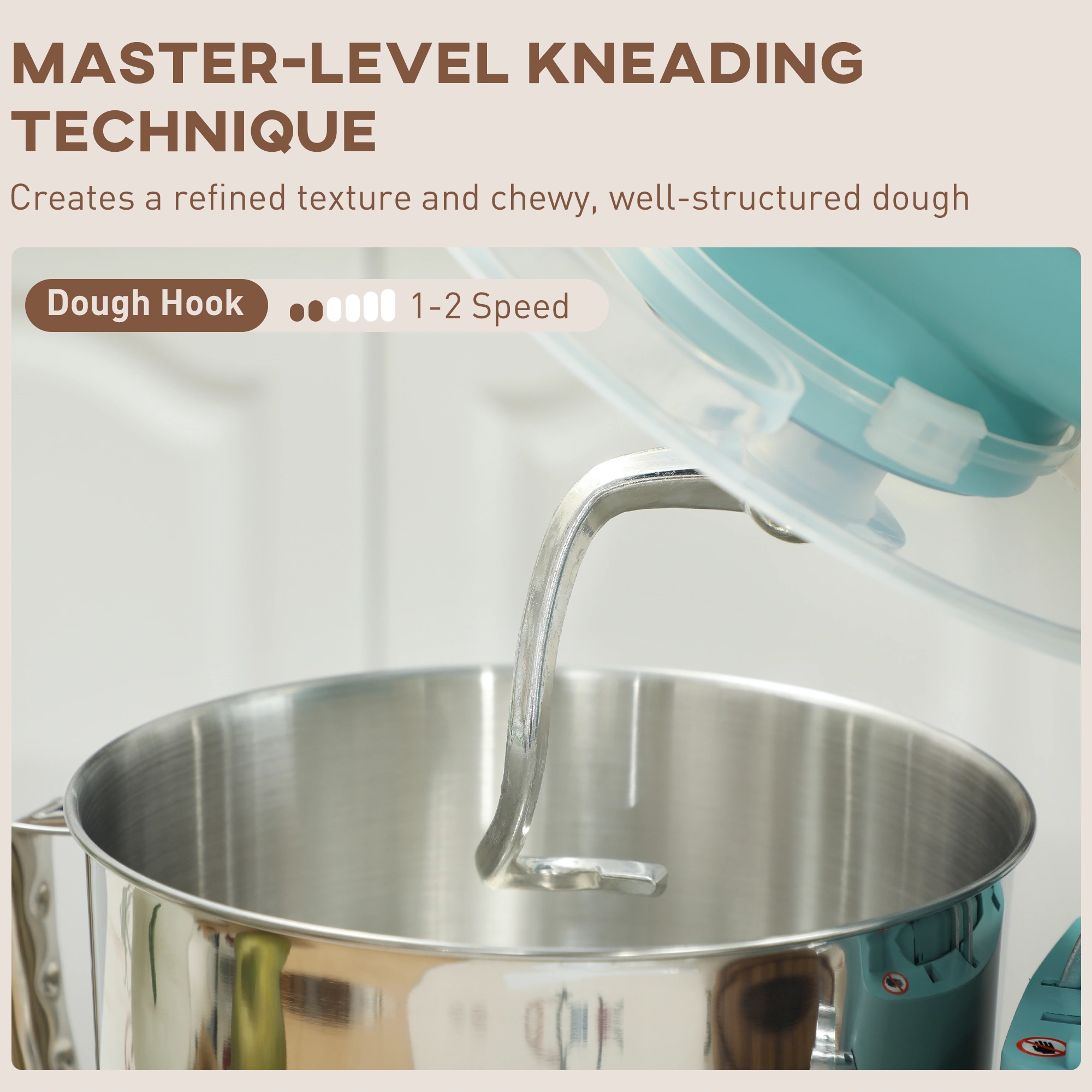Professional Kitchen Stand Mixer, 6.5 Qt Stainless Steel Tilt-Head, 10-Speed with Dough Hook, Whisk & Paddle, 660W, Silver view 3
