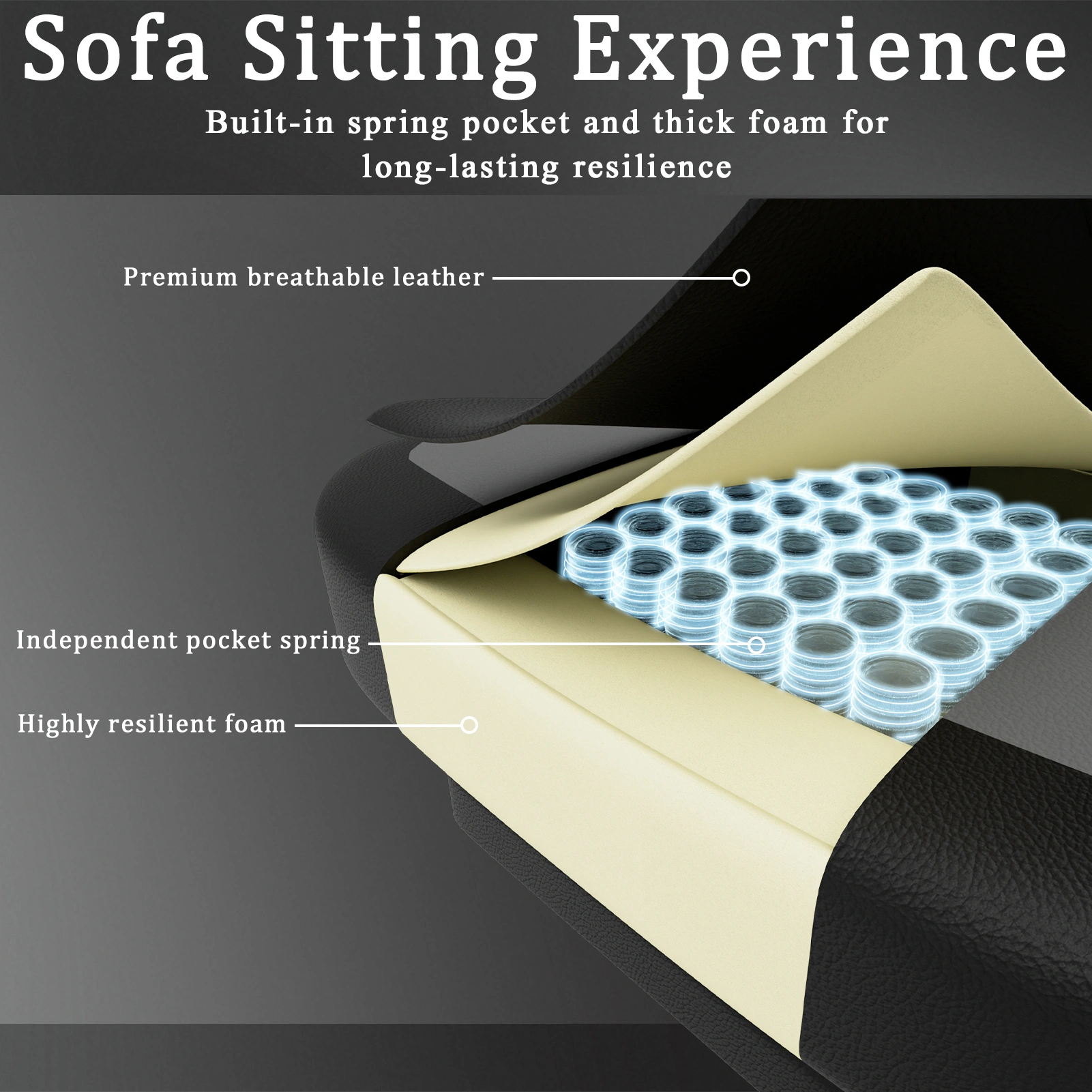 Ergonomic Gaming Chair with Footrest & Pocket Spring Cushion, Breathable PU Leather, Adjustable Headrest & Lumbar Support for Adults view 2