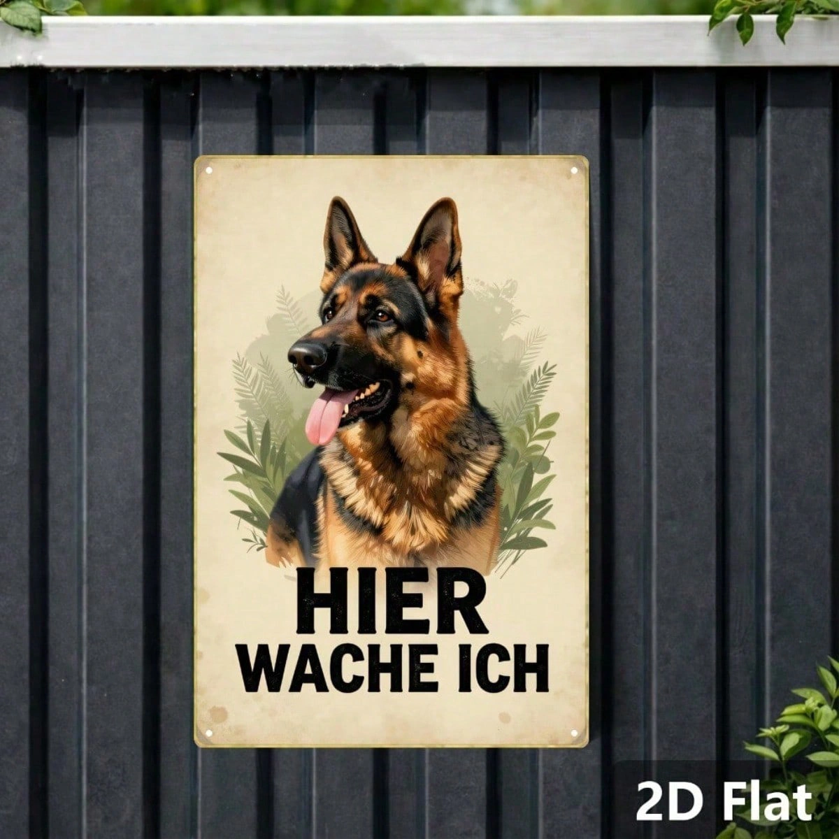 CIFbuy Vintage German Shepherd Metal Sign HIER WACHE ICH Retro Dog Wall Art Classic Animal Illustration 2D Flat Home Decor 1pc view 6