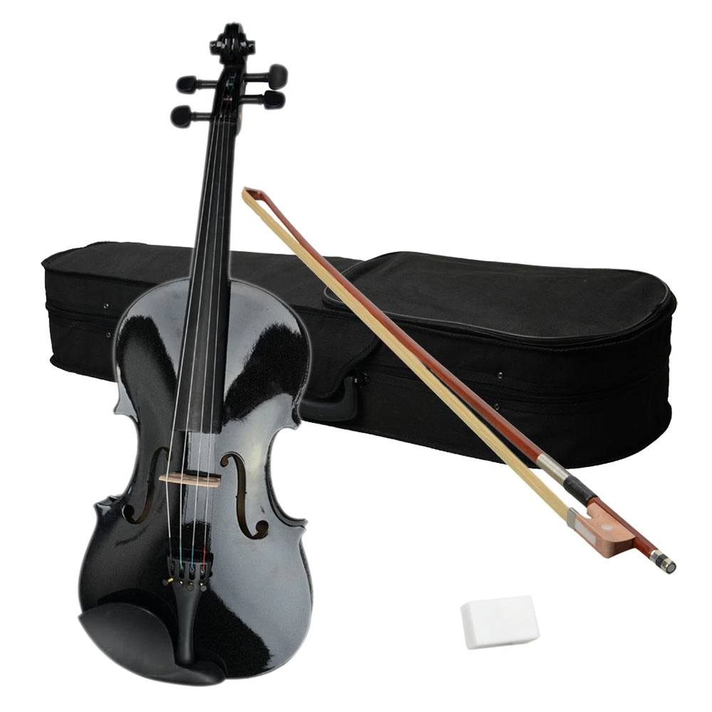 15" Acoustic Viola Case Bundle with Bow & Rosin - Black Hard Shell Protection