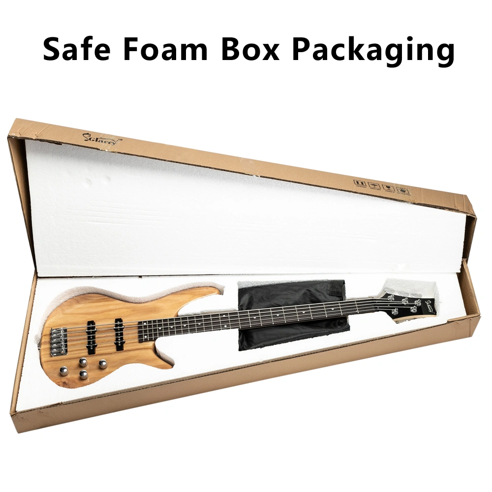 GIB Electric 5 String Bass Guitar Full Size Bag Strap Pick Connector Wrench Tool Burlywood view 14