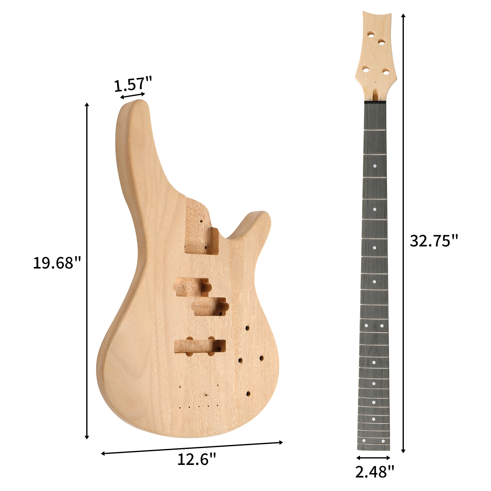 DIY 4 String IB Style Electric Bass Guitar Kits with Mahogany Body, Maple Neck and Accessories view 7