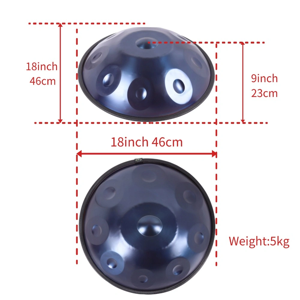 9 Notes Blue Solid Color Handpan Drum Steel Tongue Percussion Instrument view 4
