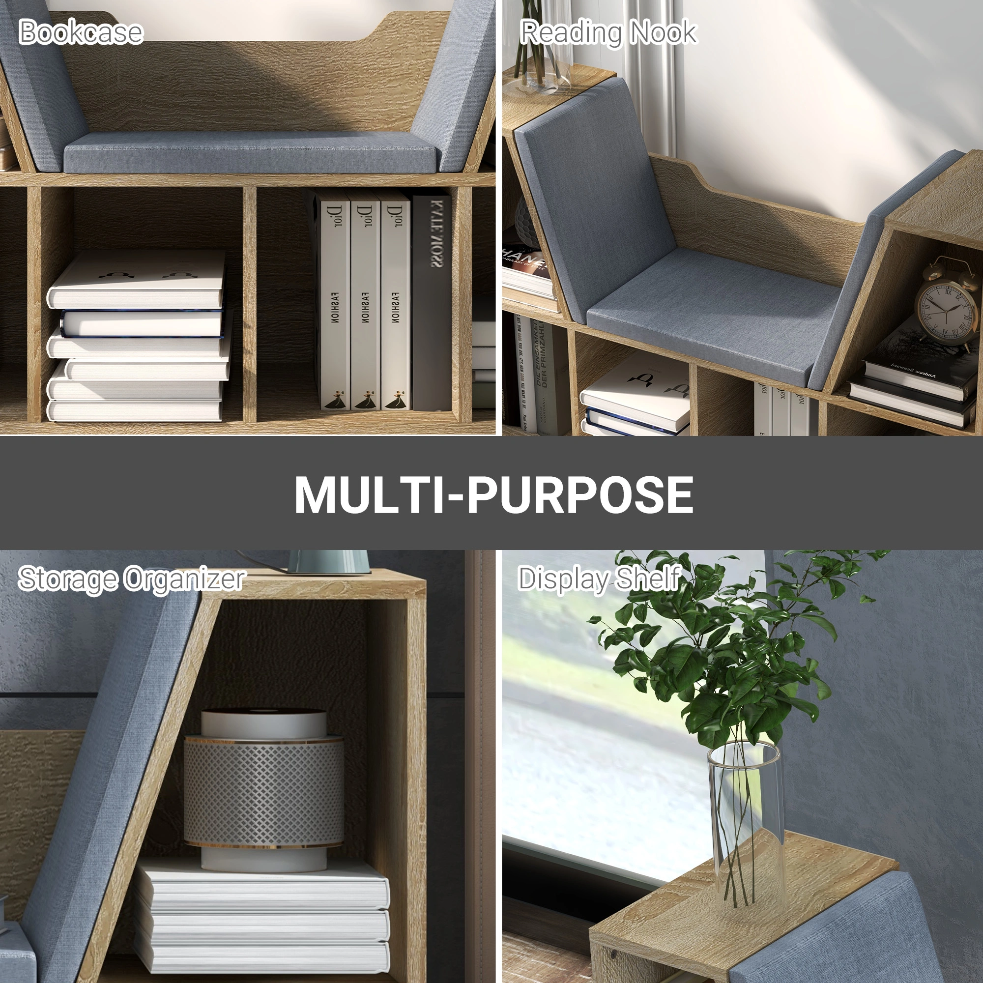 Modern Bookshelf Storage Cabinet, 5-Tier Open Bookcase for Living Room, Bedroom & Office - Freestanding Organizer Shelf Unit view 3
