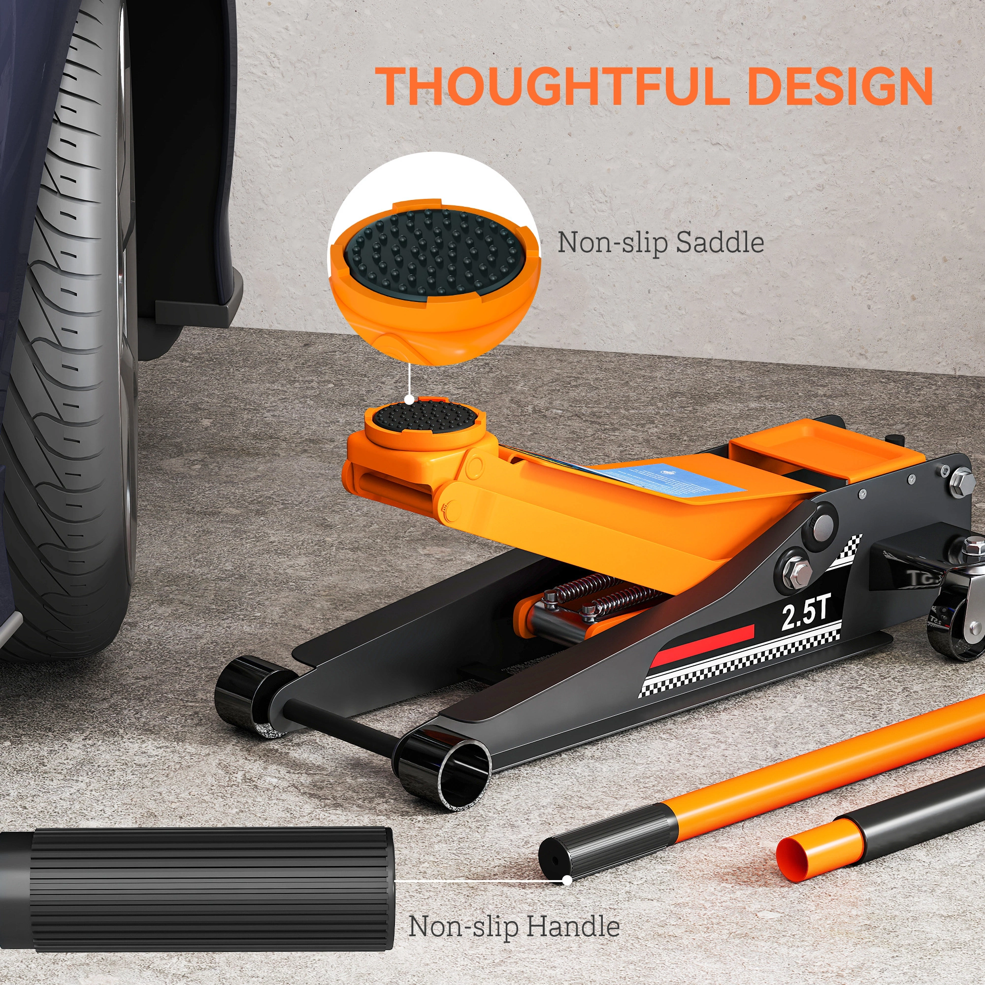 Heavy Duty Car Jack, 2 Ton Low Profile Hydraulic Floor Jack, Quick Lift Automotive Service Tool view 3