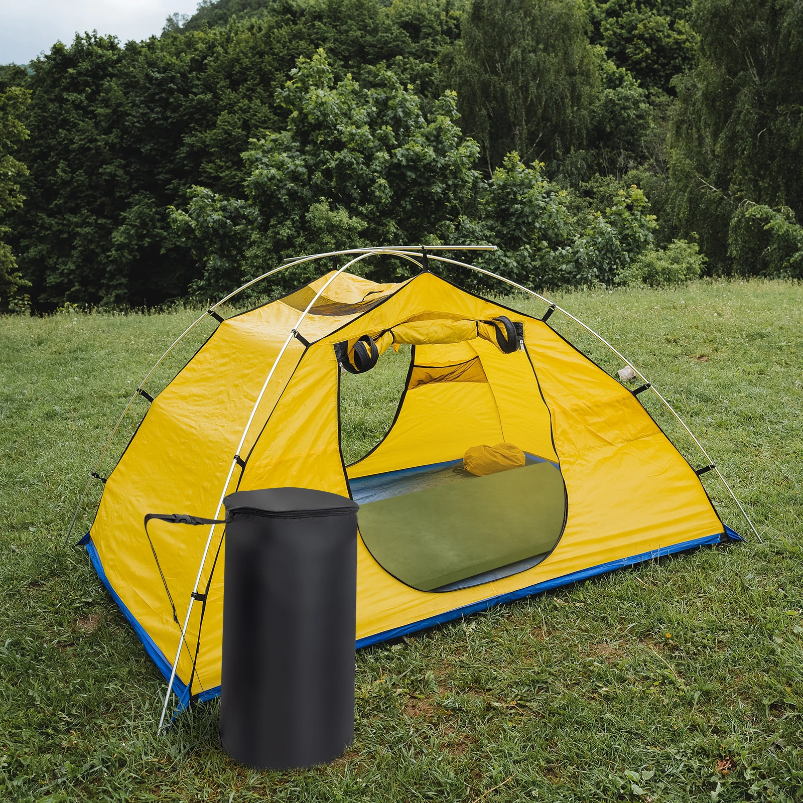 75"D x 30"W x 2.5"H sleeping mat for camping green view 10