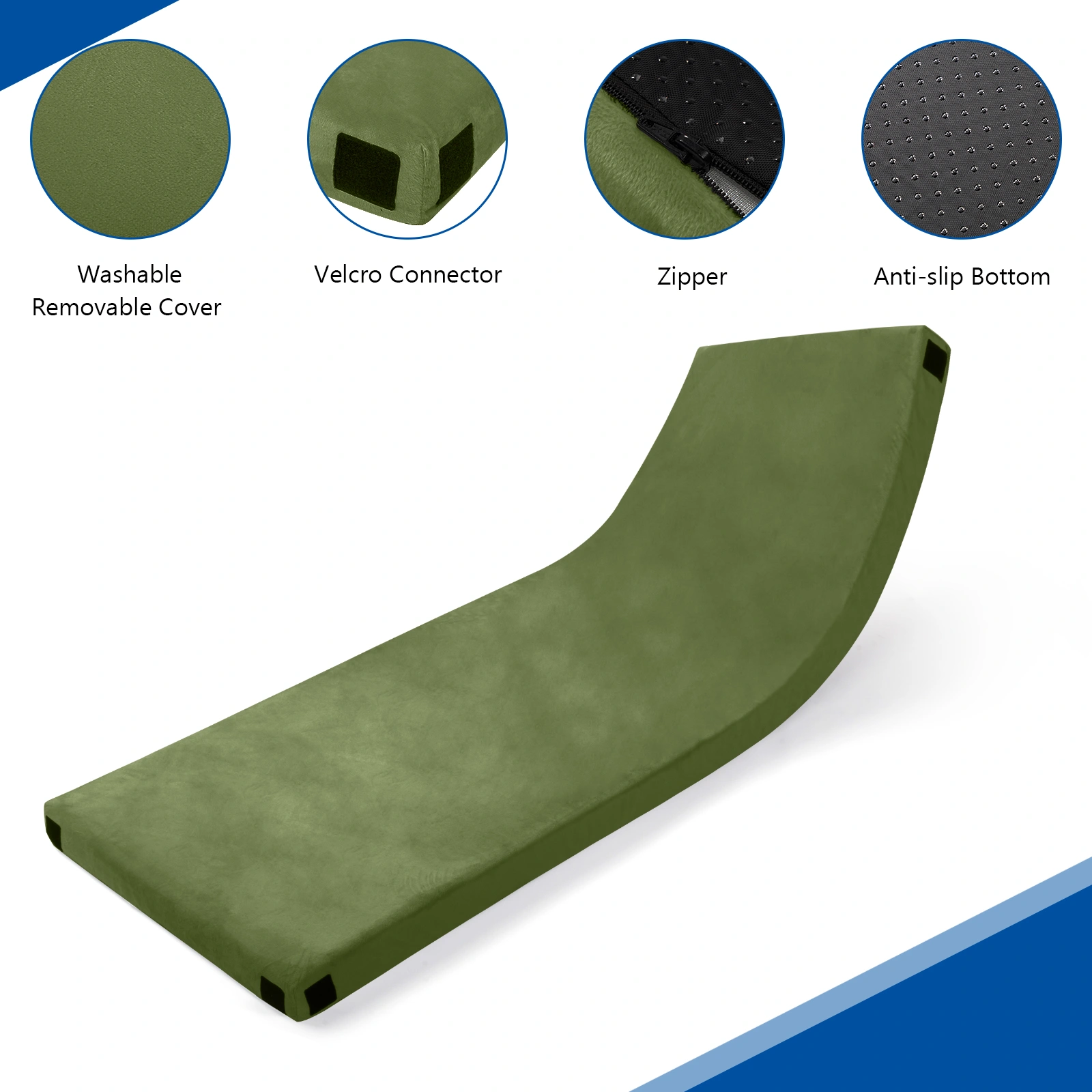 75"D x 30"W x 2.5"H sleeping mat for camping green view 13