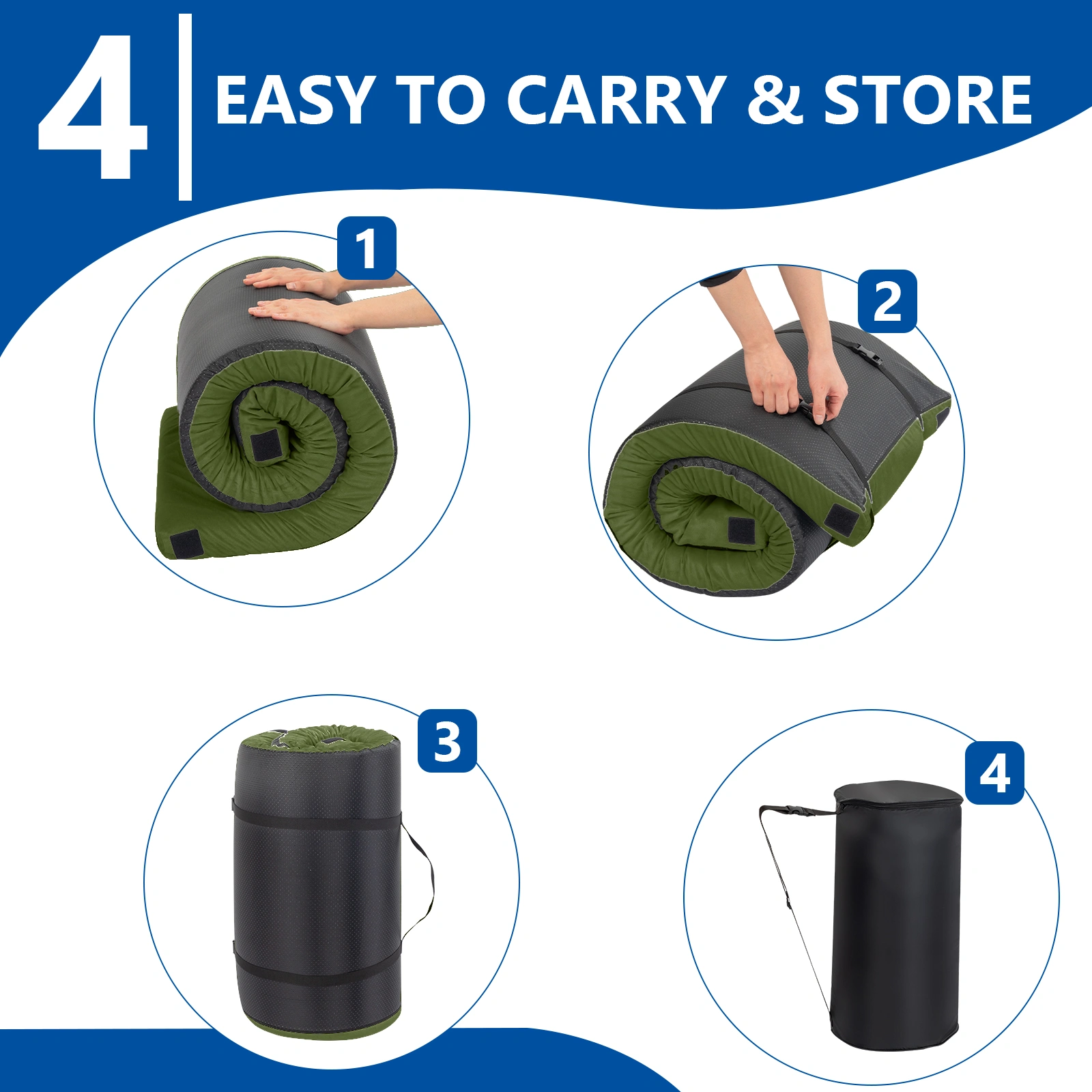 75"D x 30"W x 2.5"H sleeping mat for camping green view 18