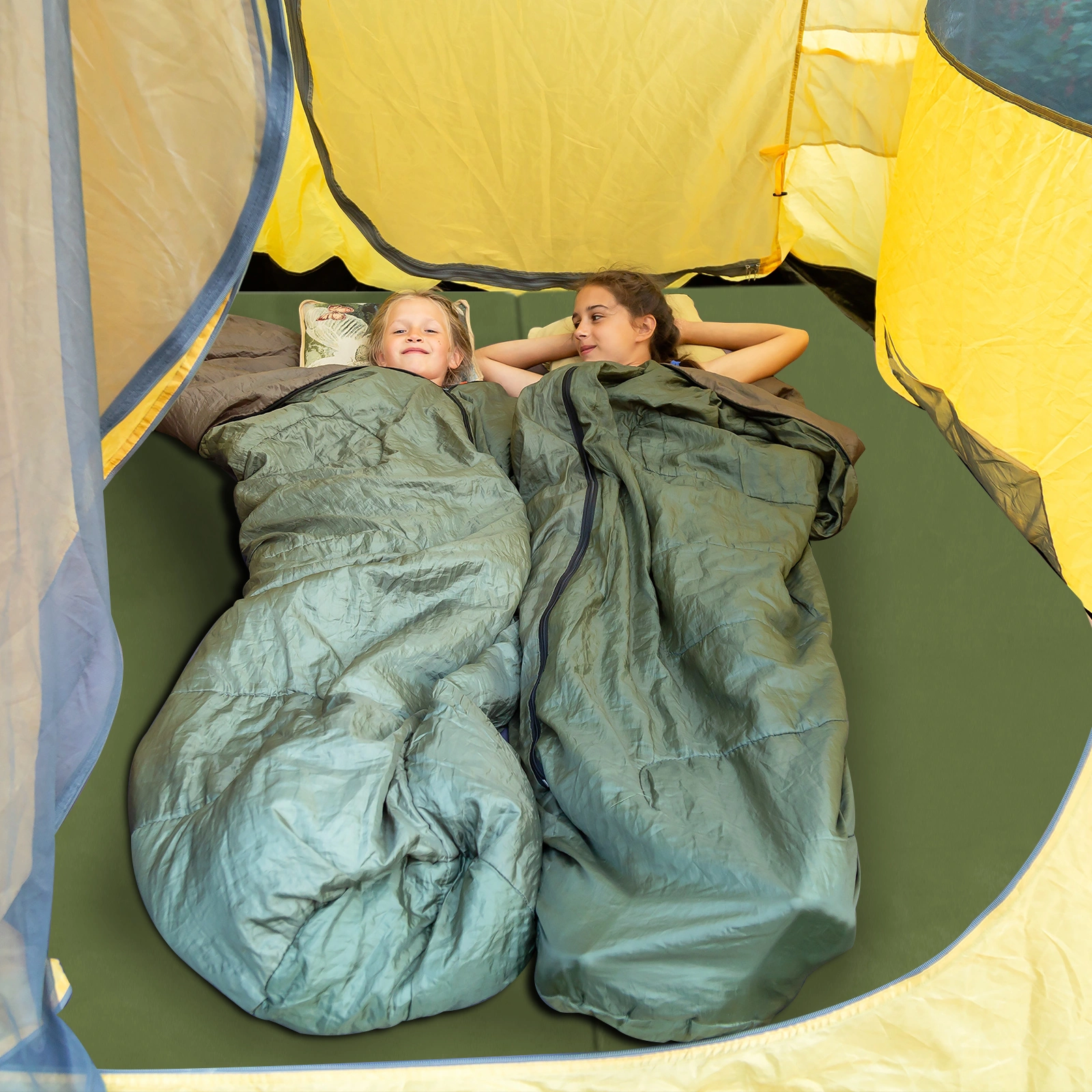 75"D x 30"W x 2.5"H sleeping mat for camping green view 7