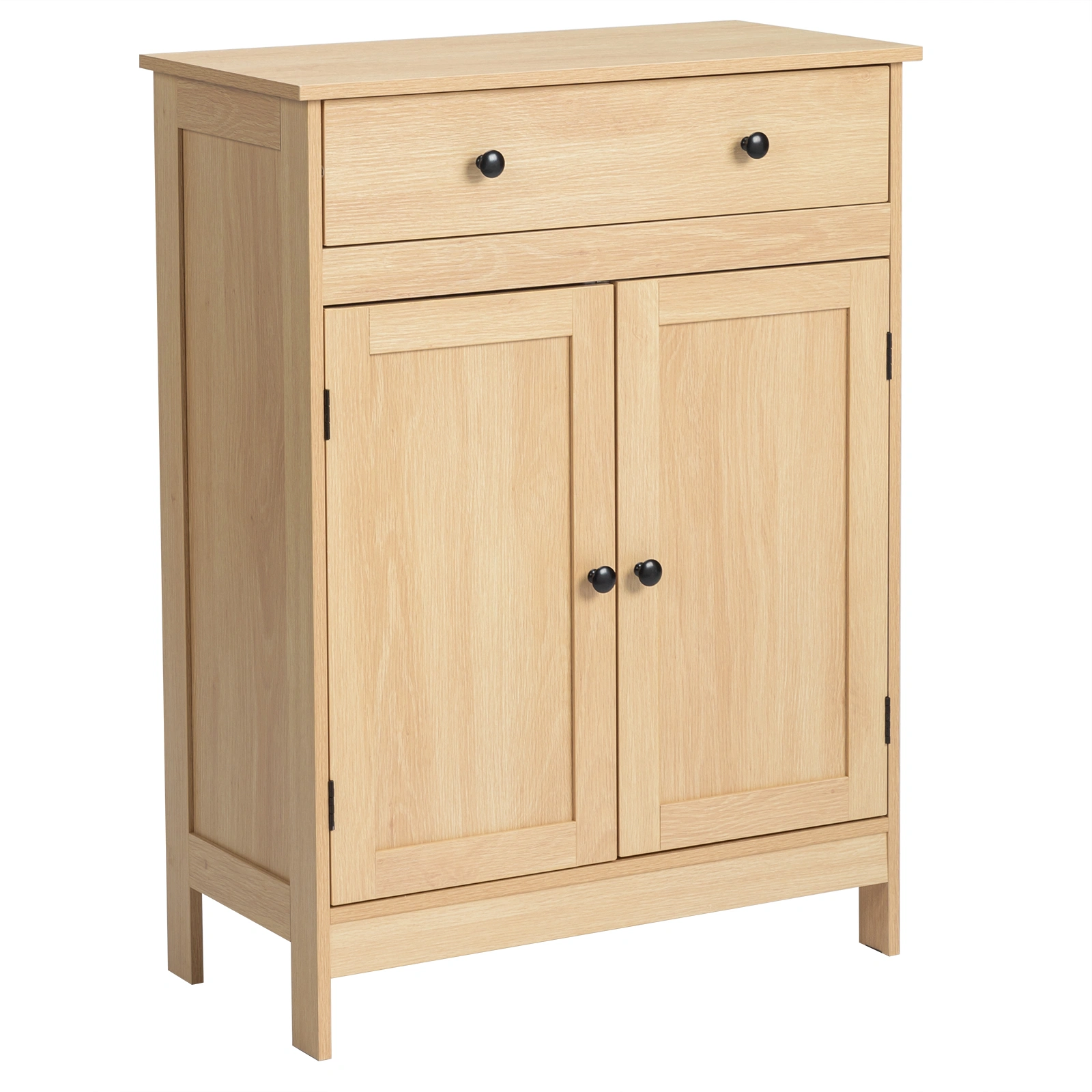 Natural wood color, particleboard with melamine veneer, 60*30*80cm, double doors, single drawer, bathroom vanity view 3
