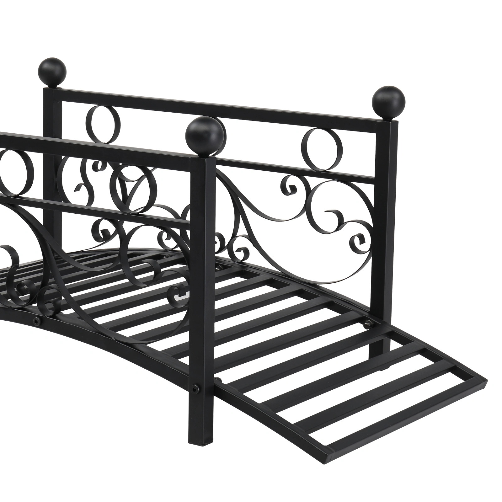 102*51*43cm Garden With Round Iron Ball Flat Top Handrail Garden Iron Bridge Black view 6