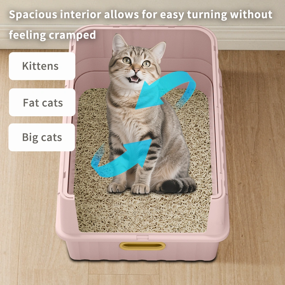 Simple drawer style pink cat litter box, humanized design, does not occupy household storage space view 4