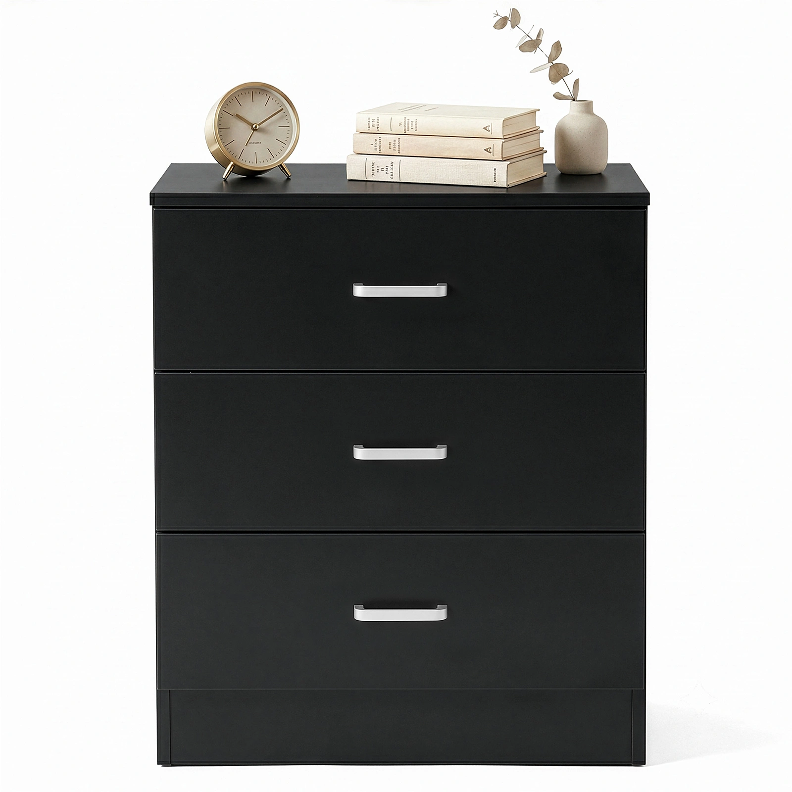 3-Drawer Chest with Textured Finish Drawer Dresser 22.05*12.99*25.98in Black view 2