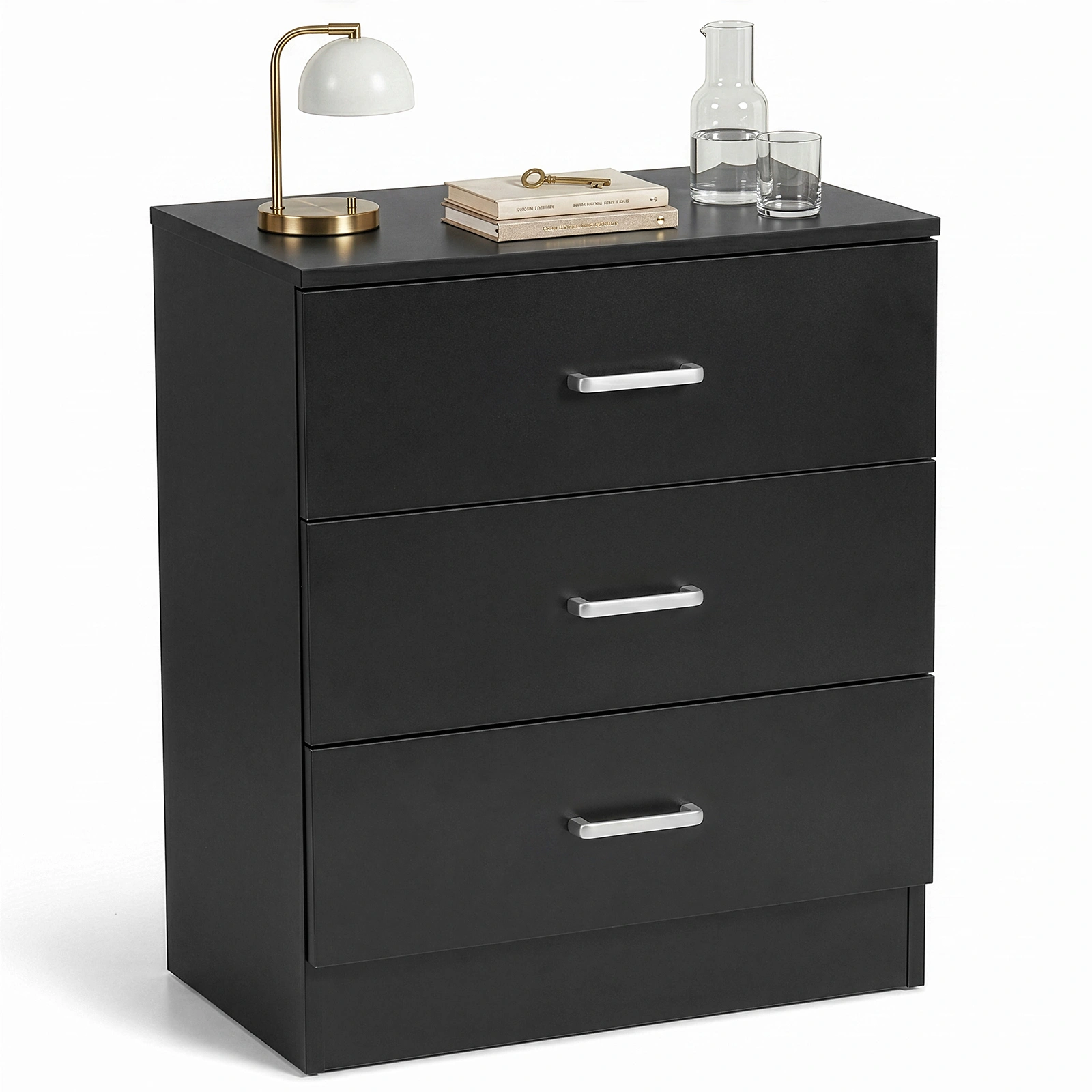 3-Drawer Chest with Textured Finish Drawer Dresser 22.05*12.99*25.98in Black view 3