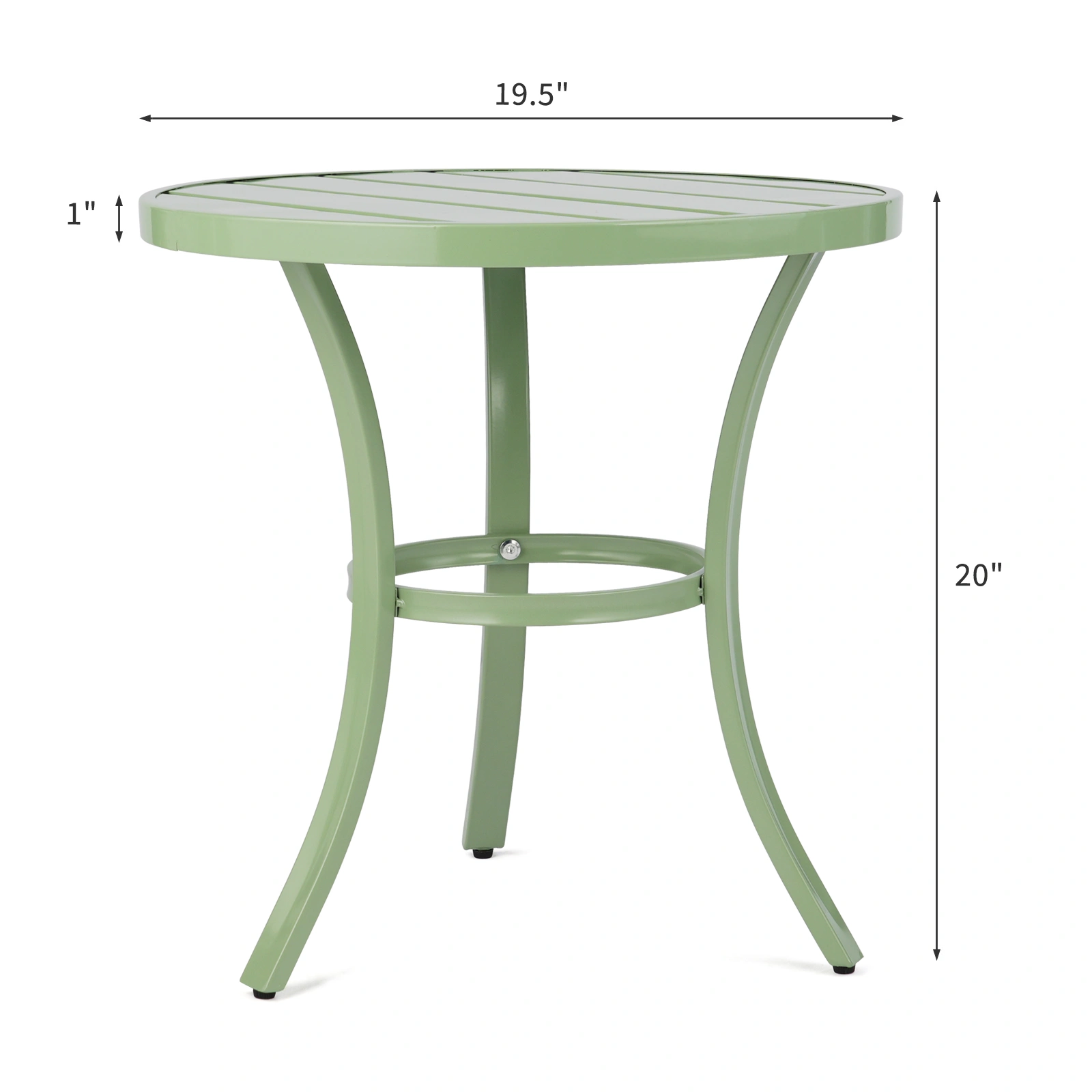 Outdoor Round Side Table, Small Metal Table Patio End Table Coffee Bistro Table for Indoor Outdoor, Light Green view 7
