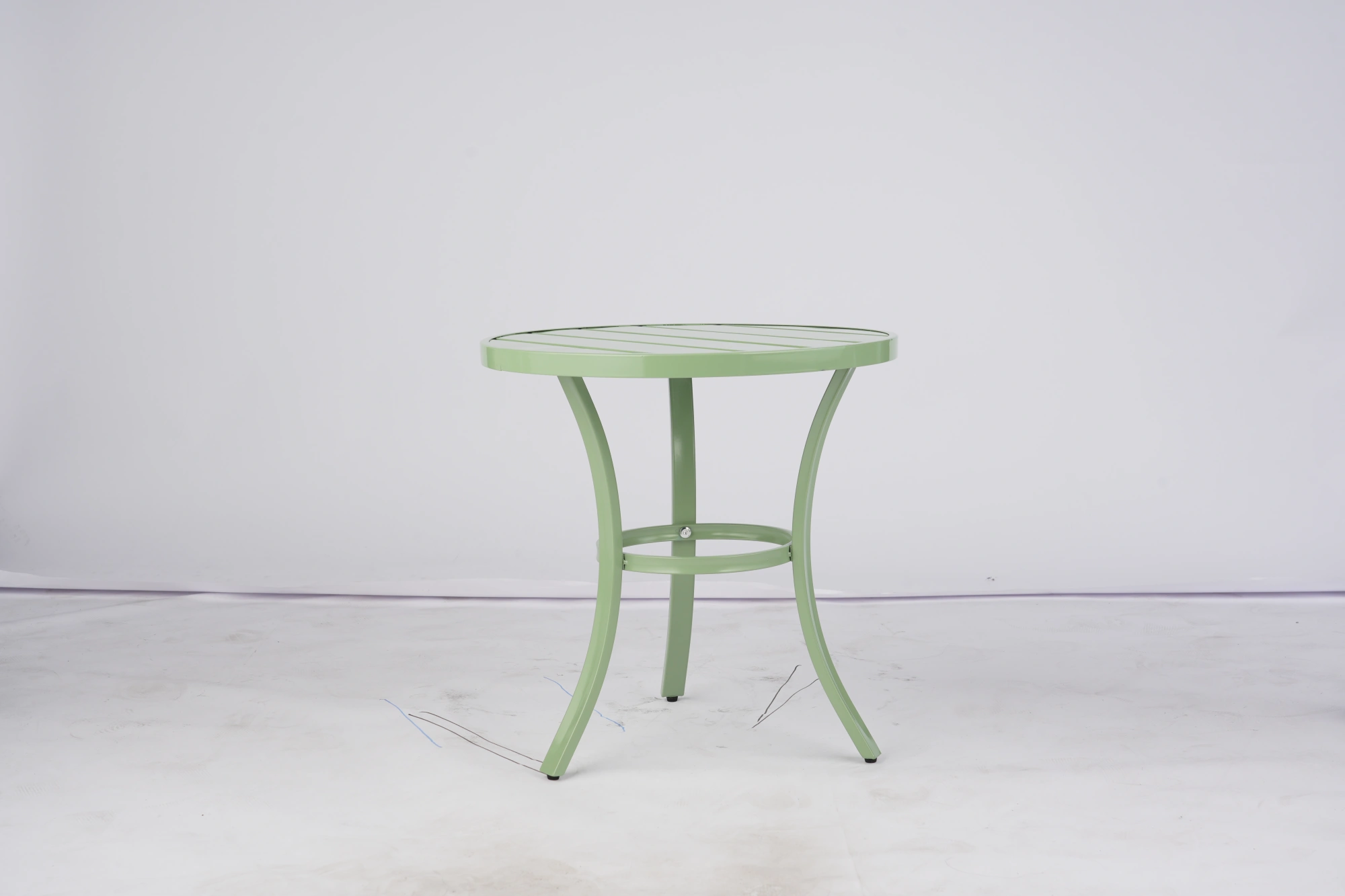 Outdoor Round Side Table, Small Metal Table Patio End Table Coffee Bistro Table for Indoor Outdoor, Light Green view 8
