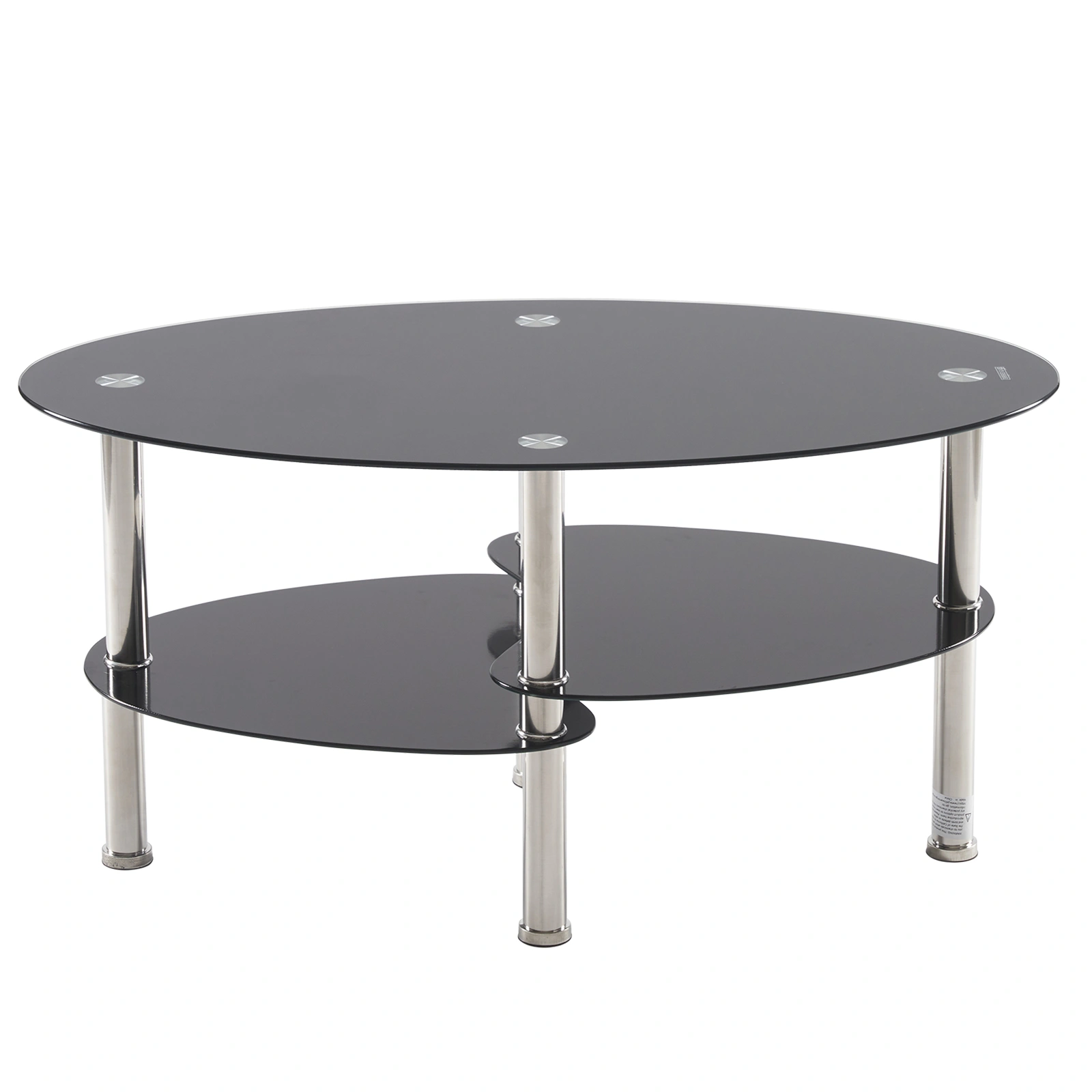 Dual Fishtail Tempered Glass Coffee Table Black - Modern Mid Century Living Room Center Table