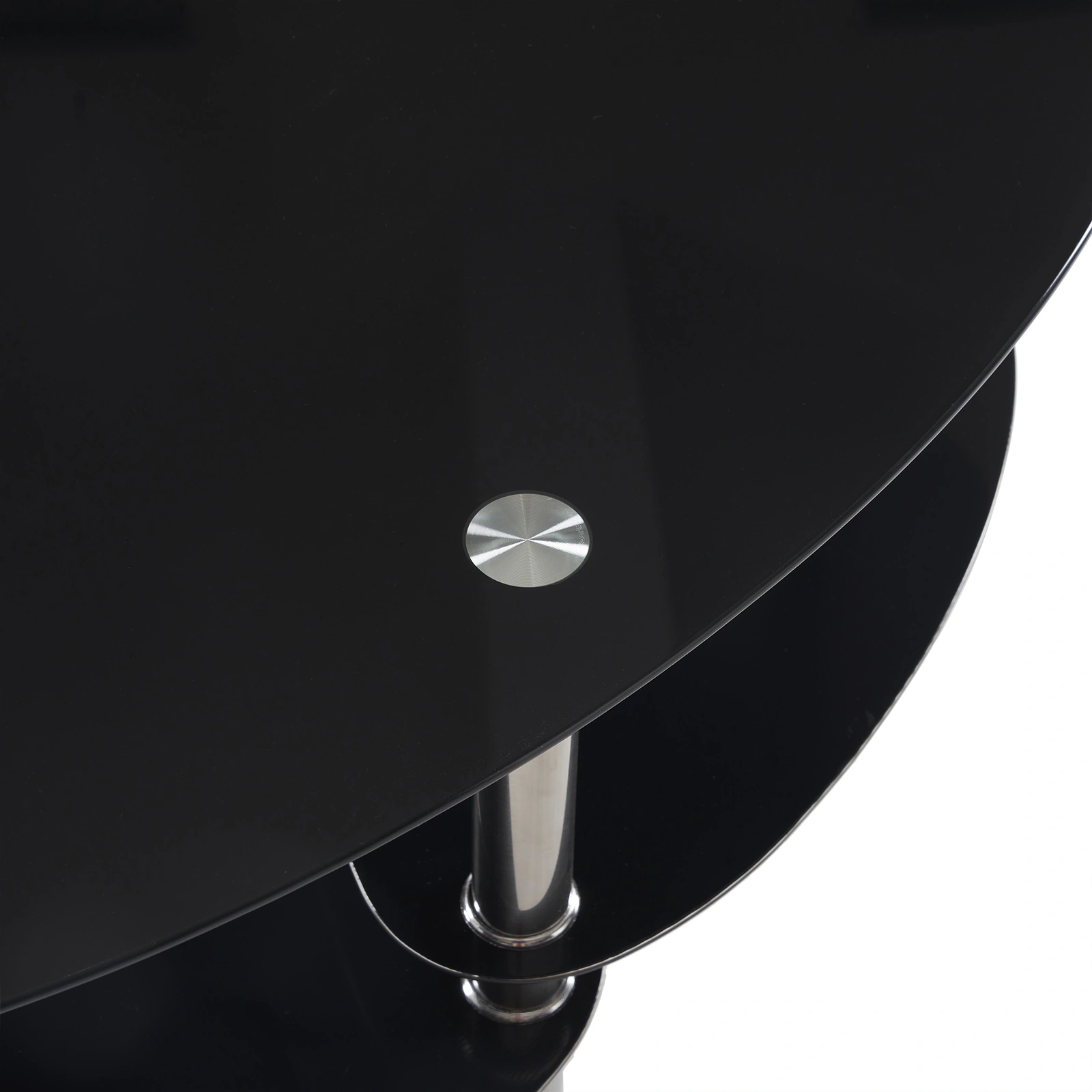 Dual Fishtail Tempered Glass Coffee Table Black - Modern Mid Century Living Room Center Table view 2