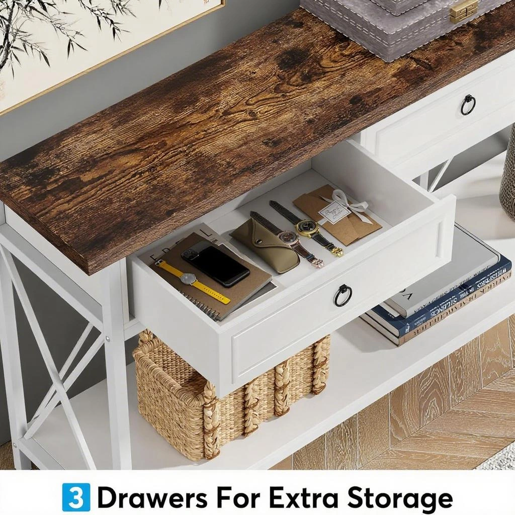 Long Console Table for Living Room, Narrow Entryway Sofa Table with Storage Shelf, Modern Hallway Table for Bedroom, Home Decor view 5