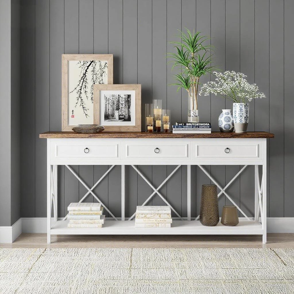 Long Console Table for Living Room, Narrow Entryway Sofa Table with Storage Shelf, Modern Hallway Table for Bedroom, Home Decor view 7