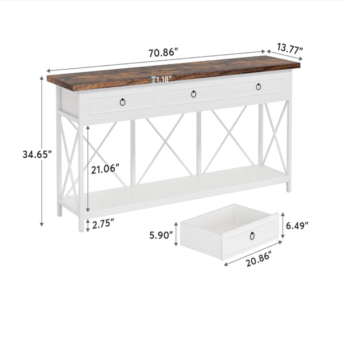 Long Console Table for Living Room, Narrow Entryway Sofa Table with Storage Shelf, Modern Hallway Table for Bedroom, Home Decor view 9